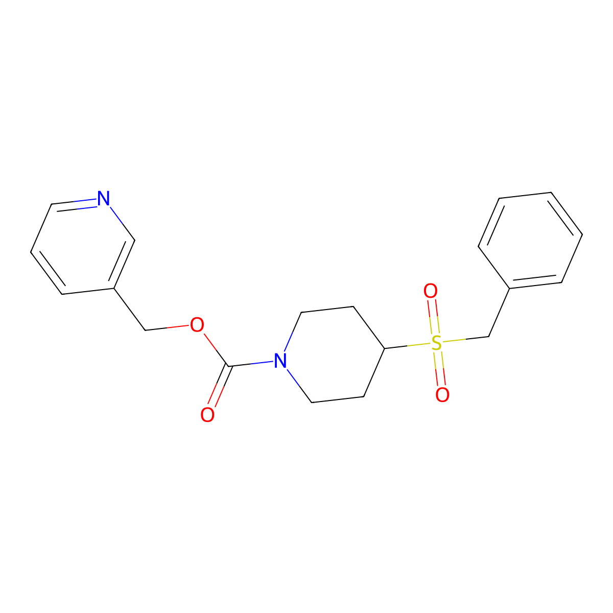 Pyridin-3-ylmethyl 4-(benzylsulfonyl)piperidine-1-carboxylate molecular structure, CAS 2034388-08-2