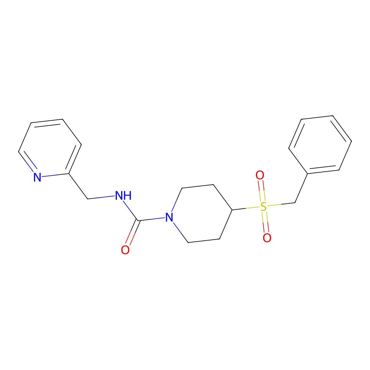 4-(benzylsulfonyl)-N-(pyridin-2-ylmethyl)piperidine-1-carboxamide molecular structure, CAS 2034388-16-2