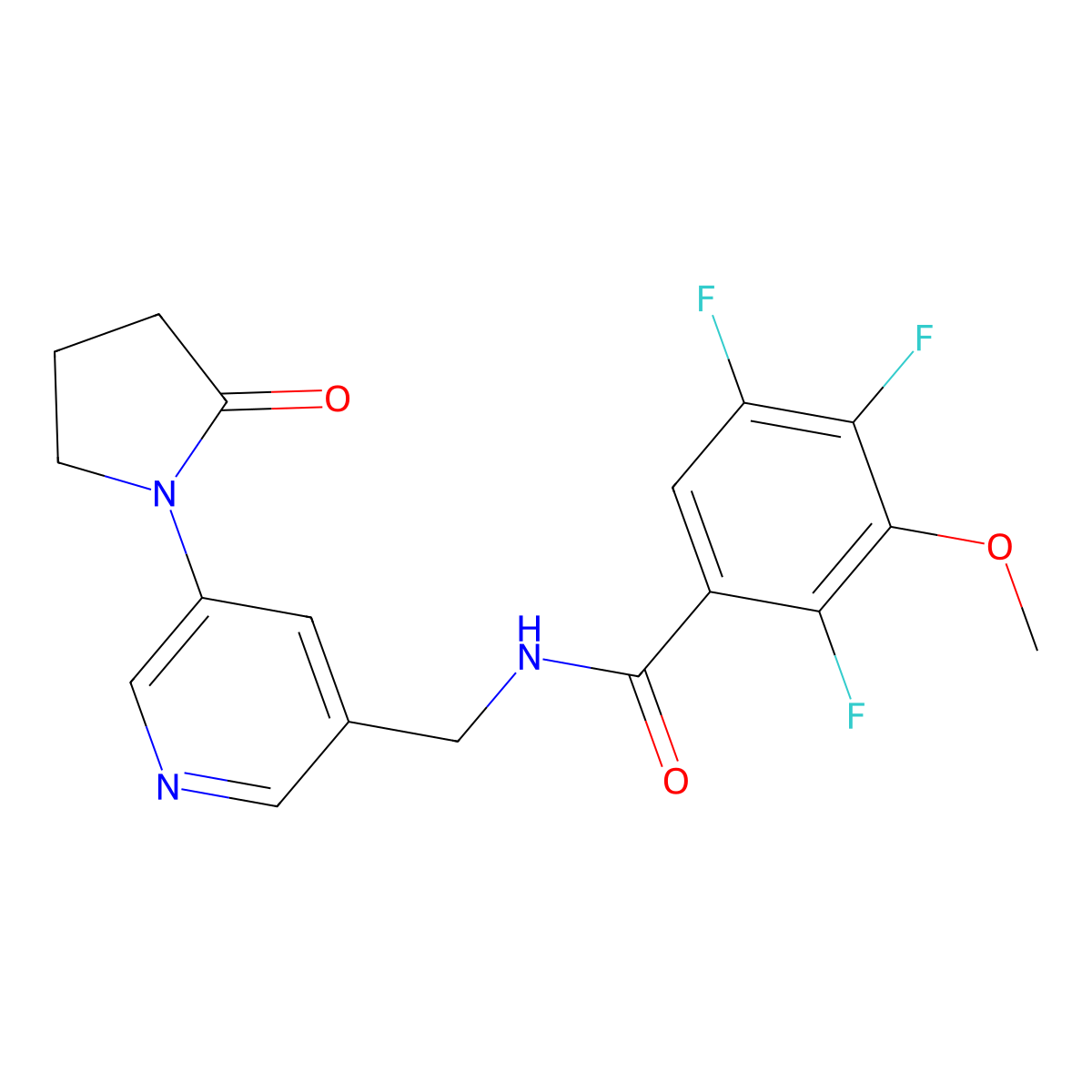 2,4,5-trifluoro-3-methoxy-N-{[5-(2-oxopyrrolidin-1-yl)pyridin-3-yl]methyl}benzamide molecular structure, CAS 2034388-17-3