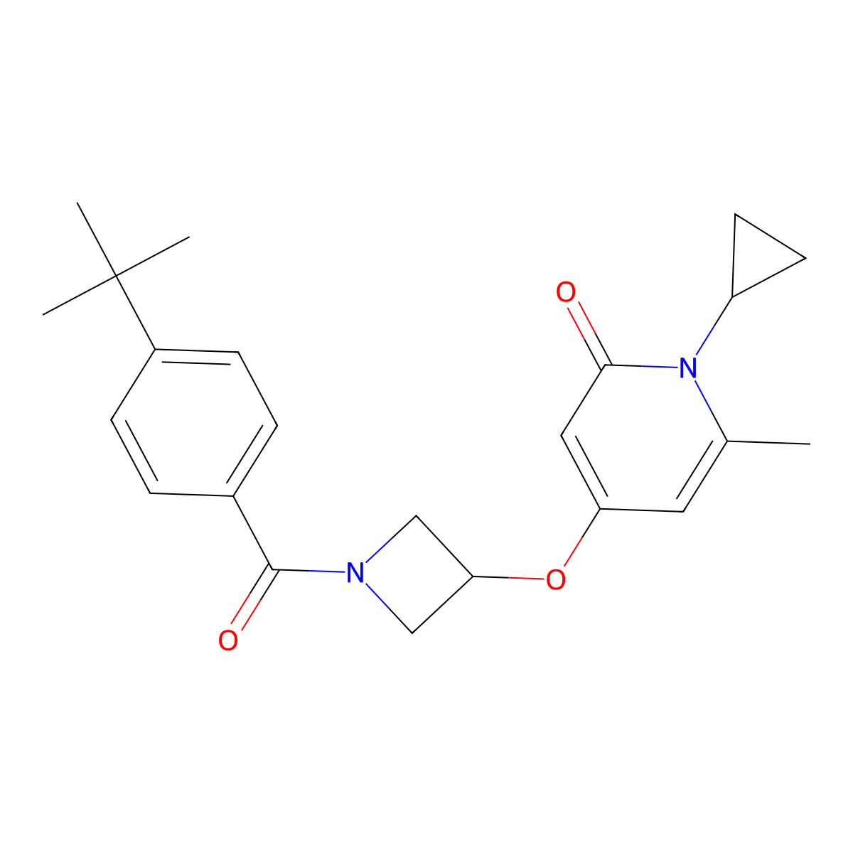 4-((1-(4-(tert-butyl)benzoyl)azetidin-3-yl)oxy)-1-cyclopropyl-6-methylpyridin-2(1H)-one molecular structure, CAS 2034388-18-4