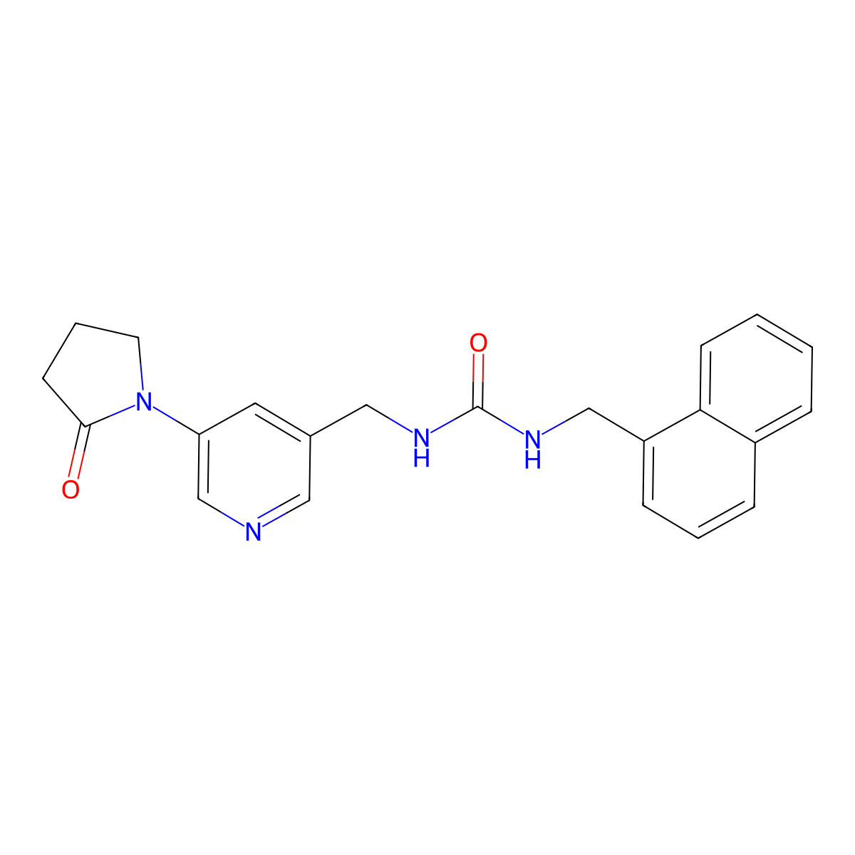 1-[(Naphthalen-1-yl)methyl]-3-{[5-(2-oxopyrrolidin-1-yl)pyridin-3-yl]methyl}urea molecular structure, CAS 2034388-20-8
