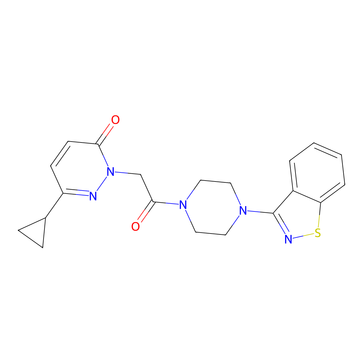 2-(2-(4-(benzo[d]isothiazol-3-yl)piperazin-1-yl)-2-oxoethyl)-6-cyclopropylpyridazin-3(2H)-one molecular structure, CAS 2034388-28-6