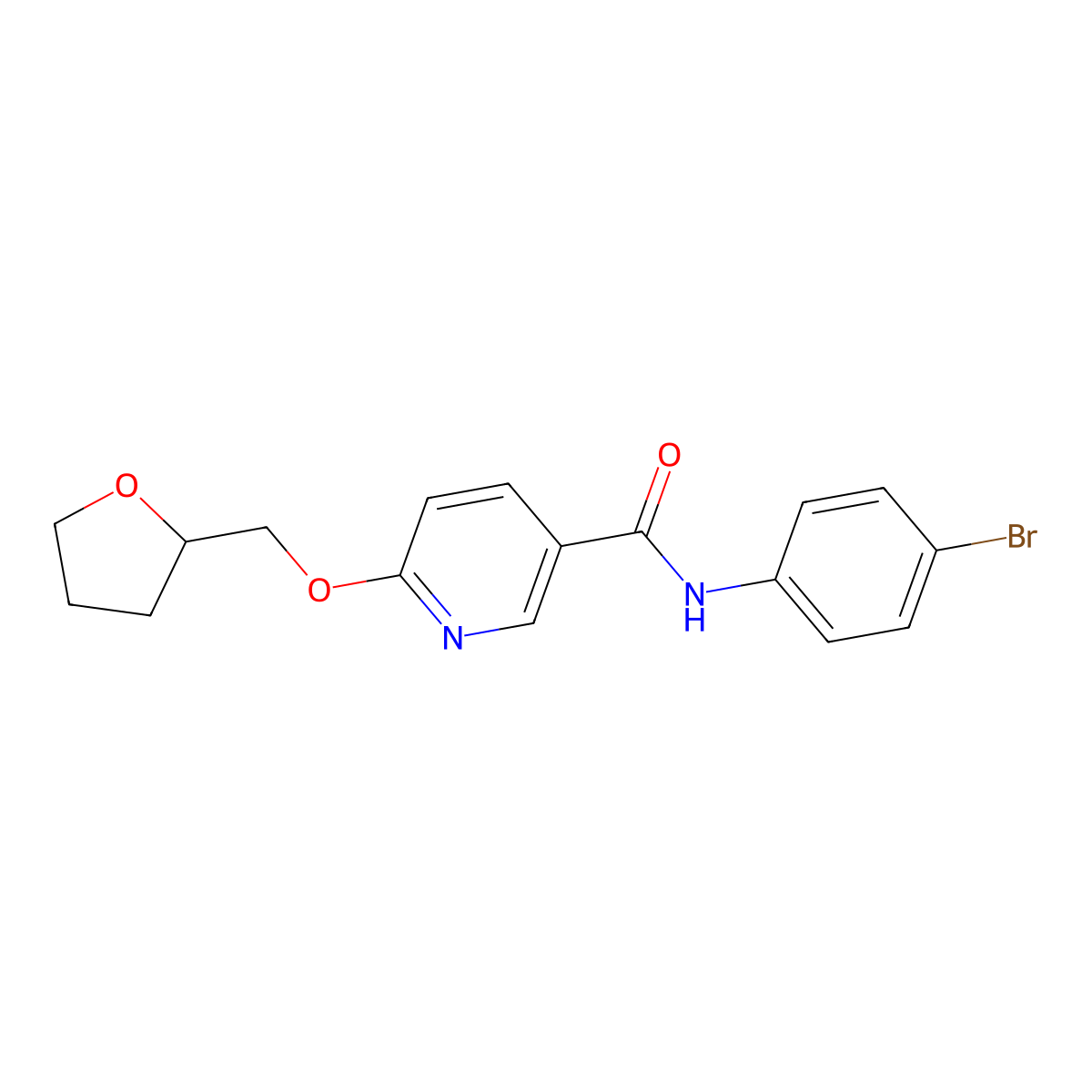 N-(4-bromophenyl)-6-((tetrahydrofuran-2-yl)methoxy)nicotinamide molecular structure, CAS 2034388-33-3