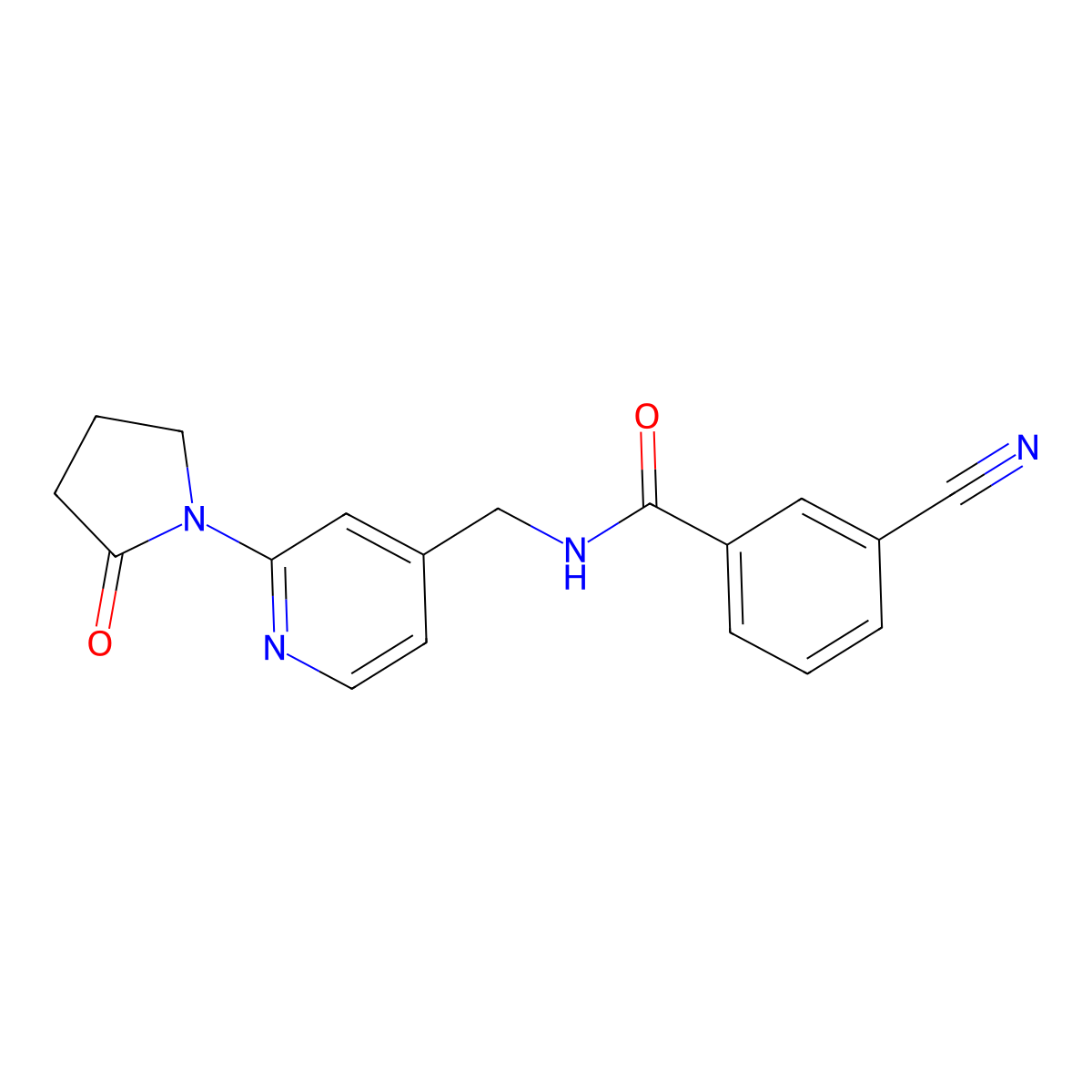 3-cyano-N-((2-(2-oxopyrrolidin-1-yl)pyridin-4-yl)methyl)benzamide molecular structure, CAS 2034388-36-6