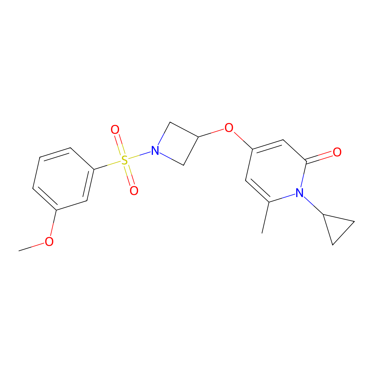 1-cyclopropyl-4-((1-((3-methoxyphenyl)sulfonyl)azetidin-3-yl)oxy)-6-methylpyridin-2(1H)-one molecular structure, CAS 2034388-44-6