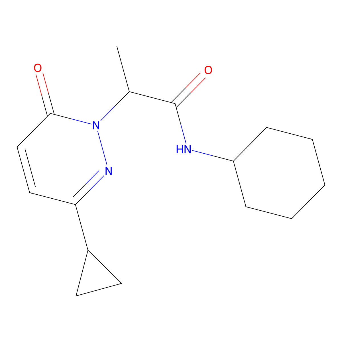 N-cyclohexyl-2-(3-cyclopropyl-6-oxopyridazin-1(6H)-yl)propanamide molecular structure, CAS 2034388-50-4