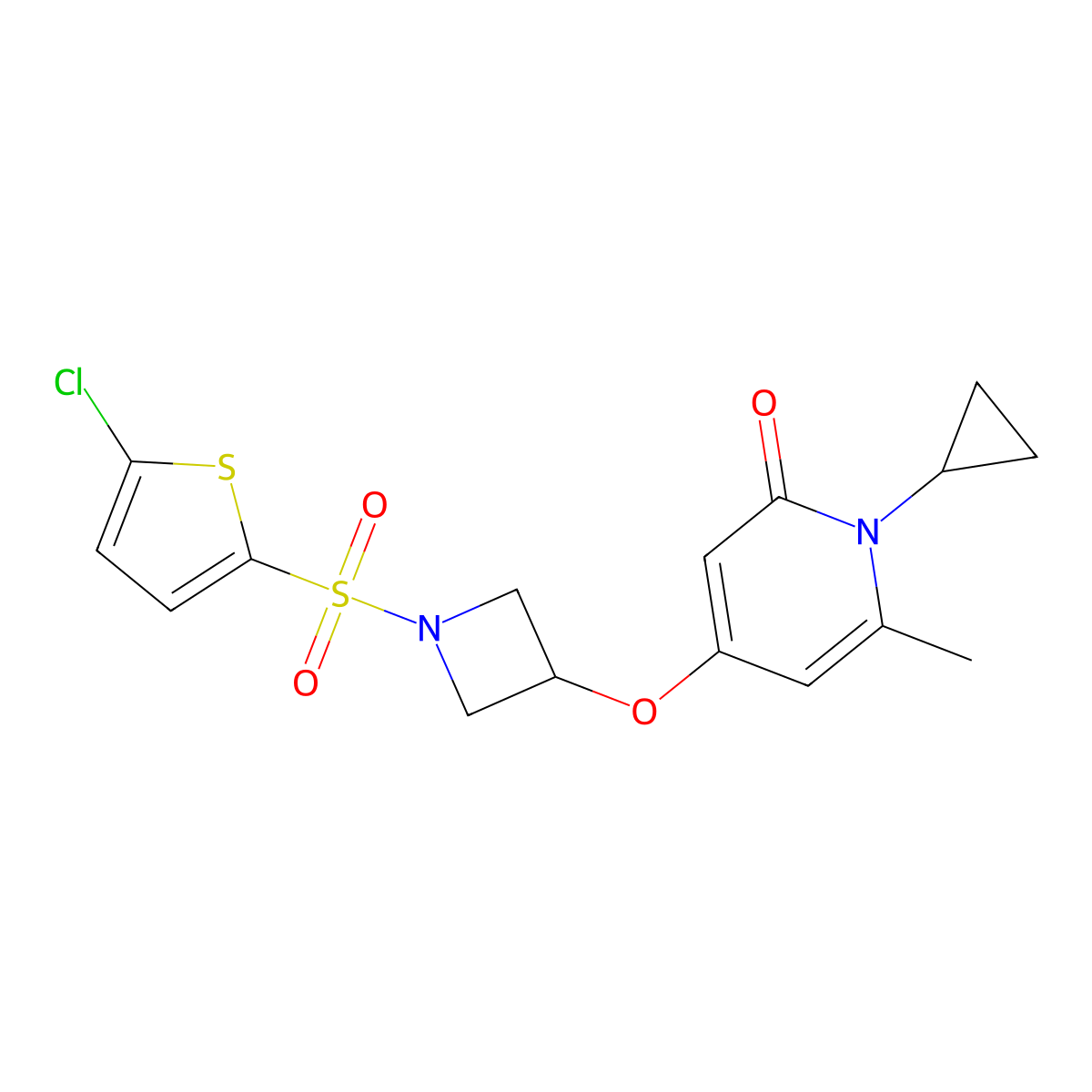 4-((1-((5-chlorothiophen-2-yl)sulfonyl)azetidin-3-yl)oxy)-1-cyclopropyl-6-methylpyridin-2(1H)-one molecular structure, CAS 2034388-55-9