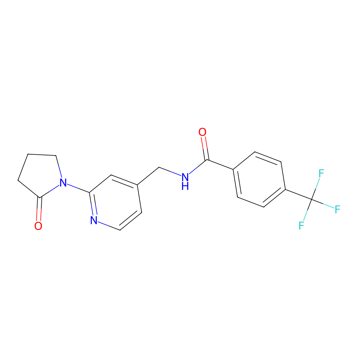 N-{[2-(2-oxopyrrolidin-1-yl)pyridin-4-yl]methyl}-4-(trifluoromethyl)benzamide molecular structure, CAS 2034388-57-1