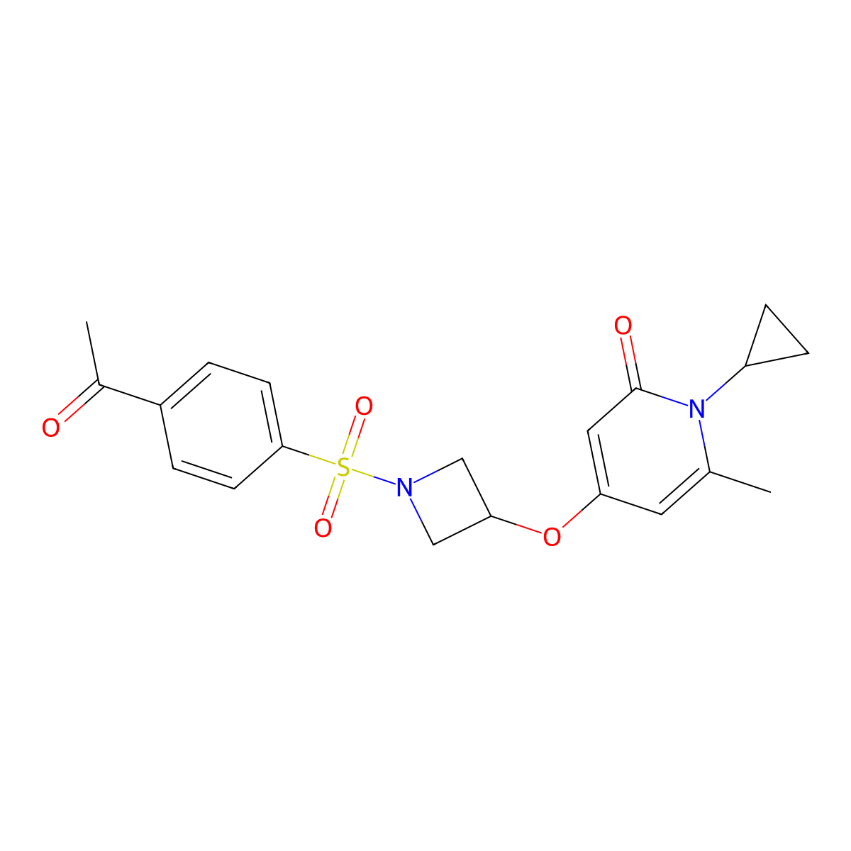 4-((1-((4-acetylphenyl)sulfonyl)azetidin-3-yl)oxy)-1-cyclopropyl-6-methylpyridin-2(1H)-one molecular structure, CAS 2034388-63-9