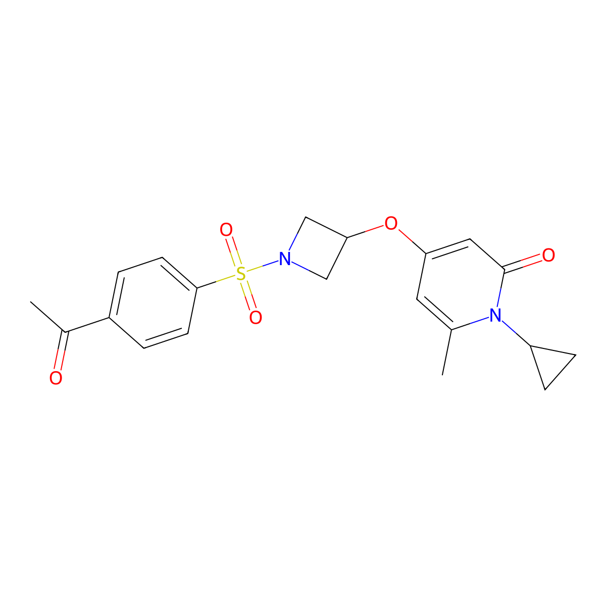 4-((1-((4-acetylphenyl)sulfonyl)azetidin-3-yl)oxy)-1-cyclopropyl-6-methylpyridin-2(1H)-one molecular structure, CAS 2034388-63-9