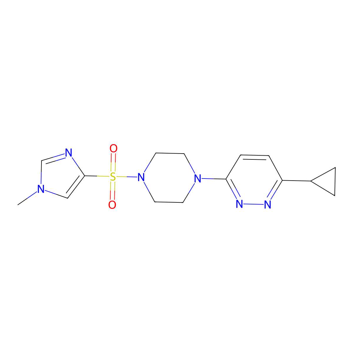 3-cyclopropyl-6-{4-[(1-methyl-1H-imidazol-4-yl)sulfonyl]piperazin-1-yl}pyridazine molecular structure, CAS 2034388-76-4