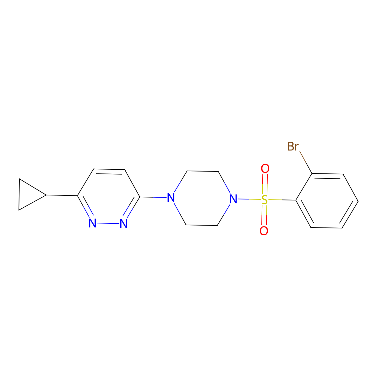 3-(4-((2-Bromophenyl)sulfonyl)piperazin-1-yl)-6-cyclopropylpyridazine molecular structure, CAS 2034388-79-7