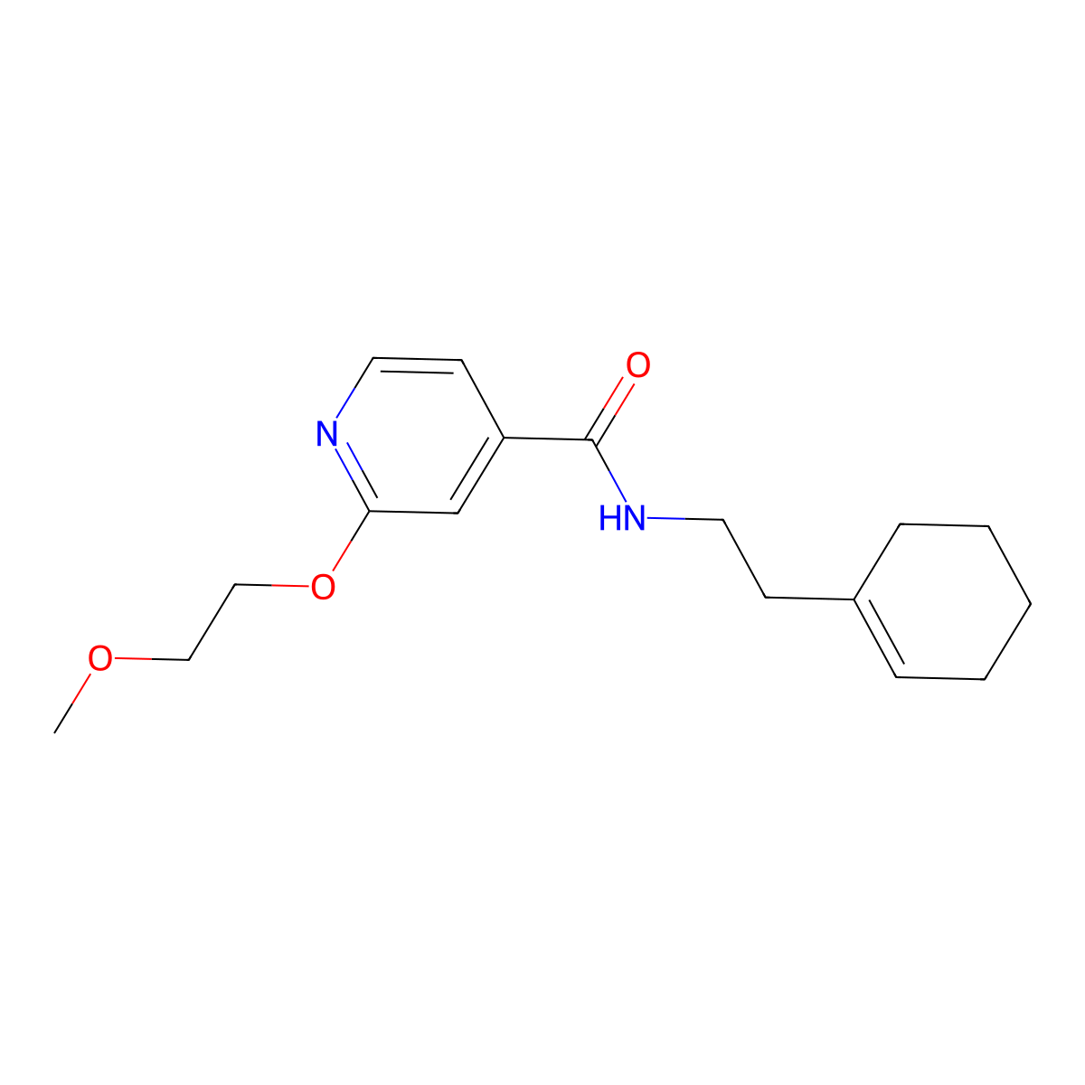 N-(2-(cyclohex-1-en-1-yl)ethyl)-2-(2-methoxyethoxy)isonicotinamide molecular structure, CAS 2034388-88-8