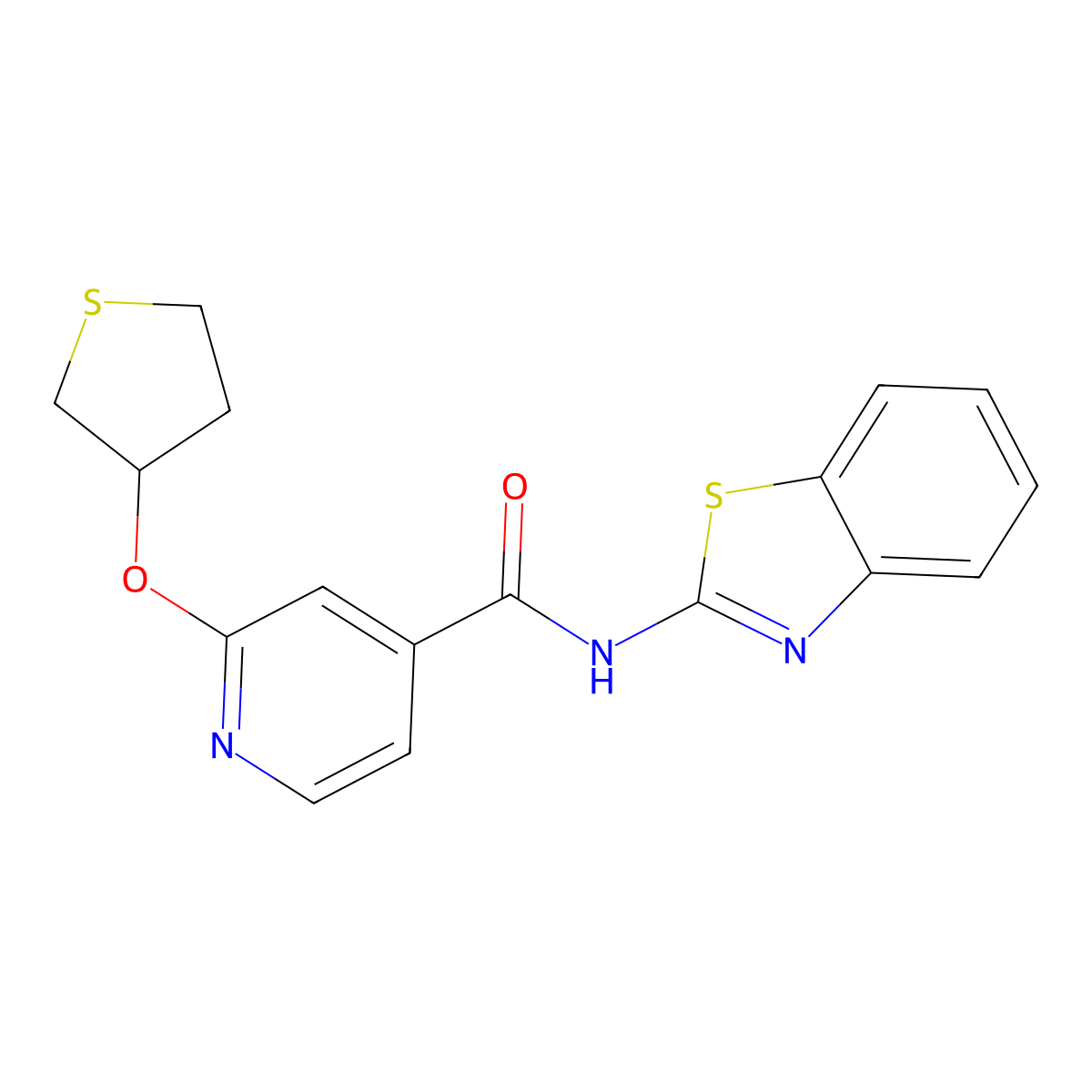 N-(benzo[d]thiazol-2-yl)-2-((tetrahydrothiophen-3-yl)oxy)isonicotinamide molecular structure, CAS 2034388-89-9