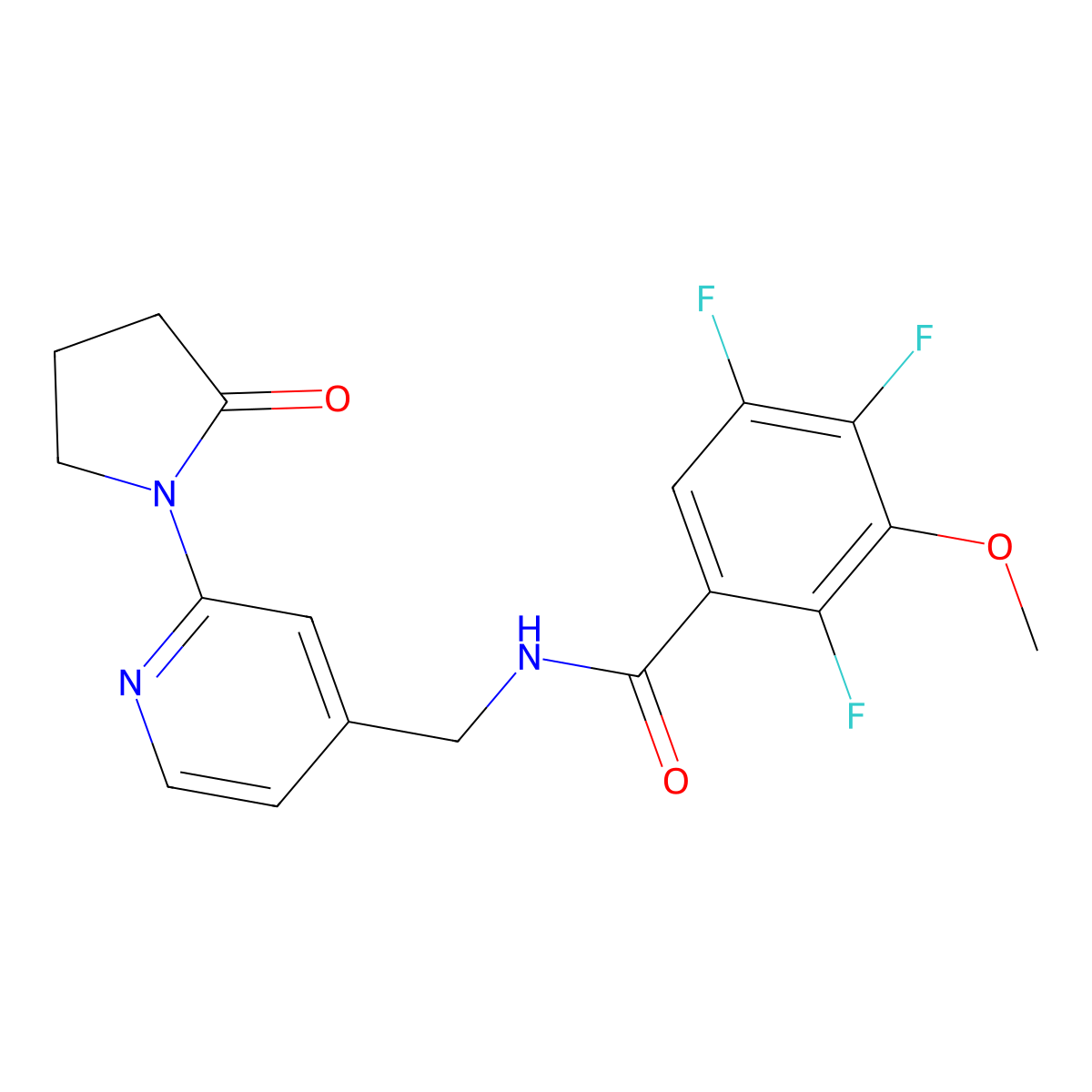 2,4,5-trifluoro-3-methoxy-N-((2-(2-oxopyrrolidin-1-yl)pyridin-4-yl)methyl)benzamide molecular structure, CAS 2034388-93-5