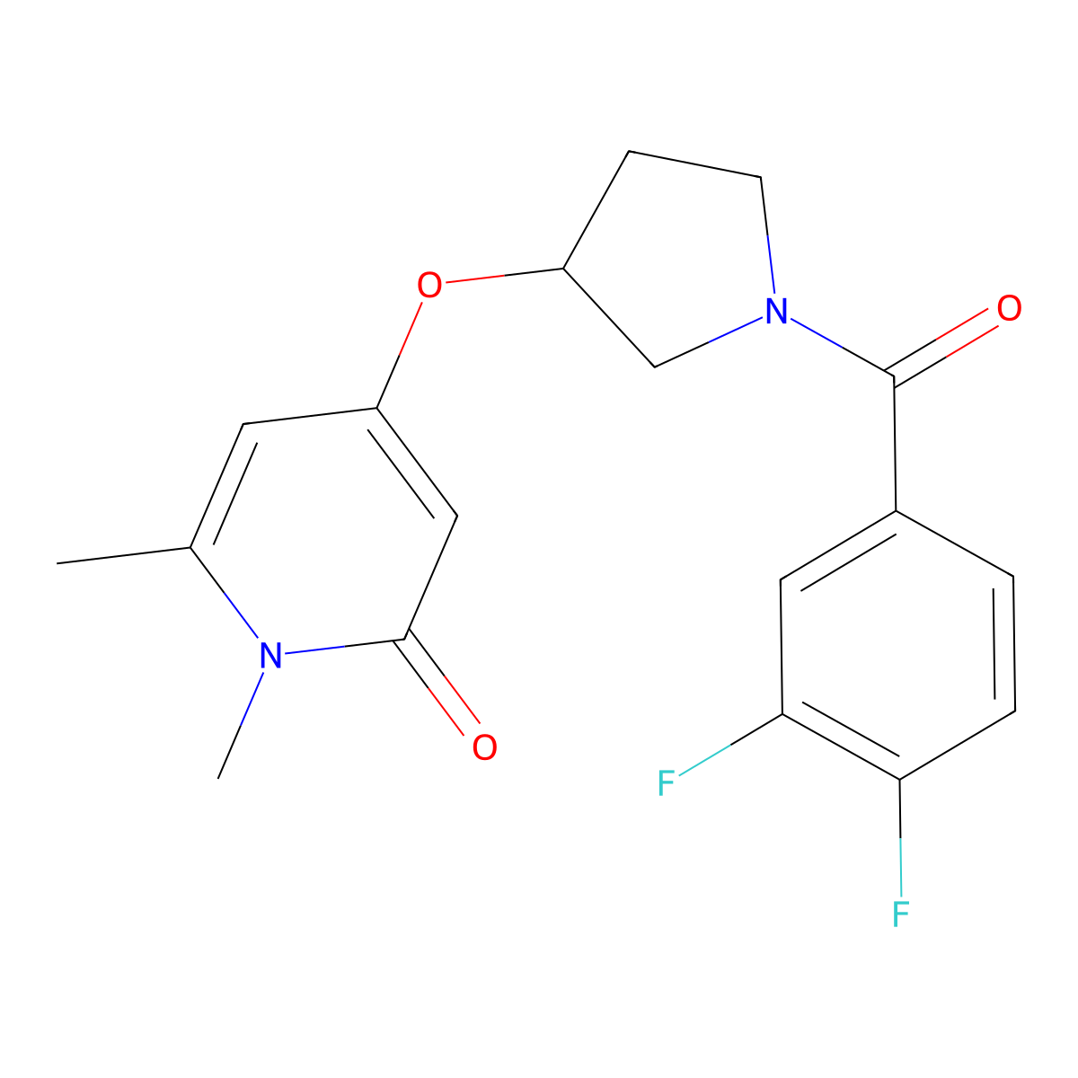 4-((1-(3,4-difluorobenzoyl)pyrrolidin-3-yl)oxy)-1,6-dimethylpyridin-2(1H)-one molecular structure, CAS 2034388-94-6