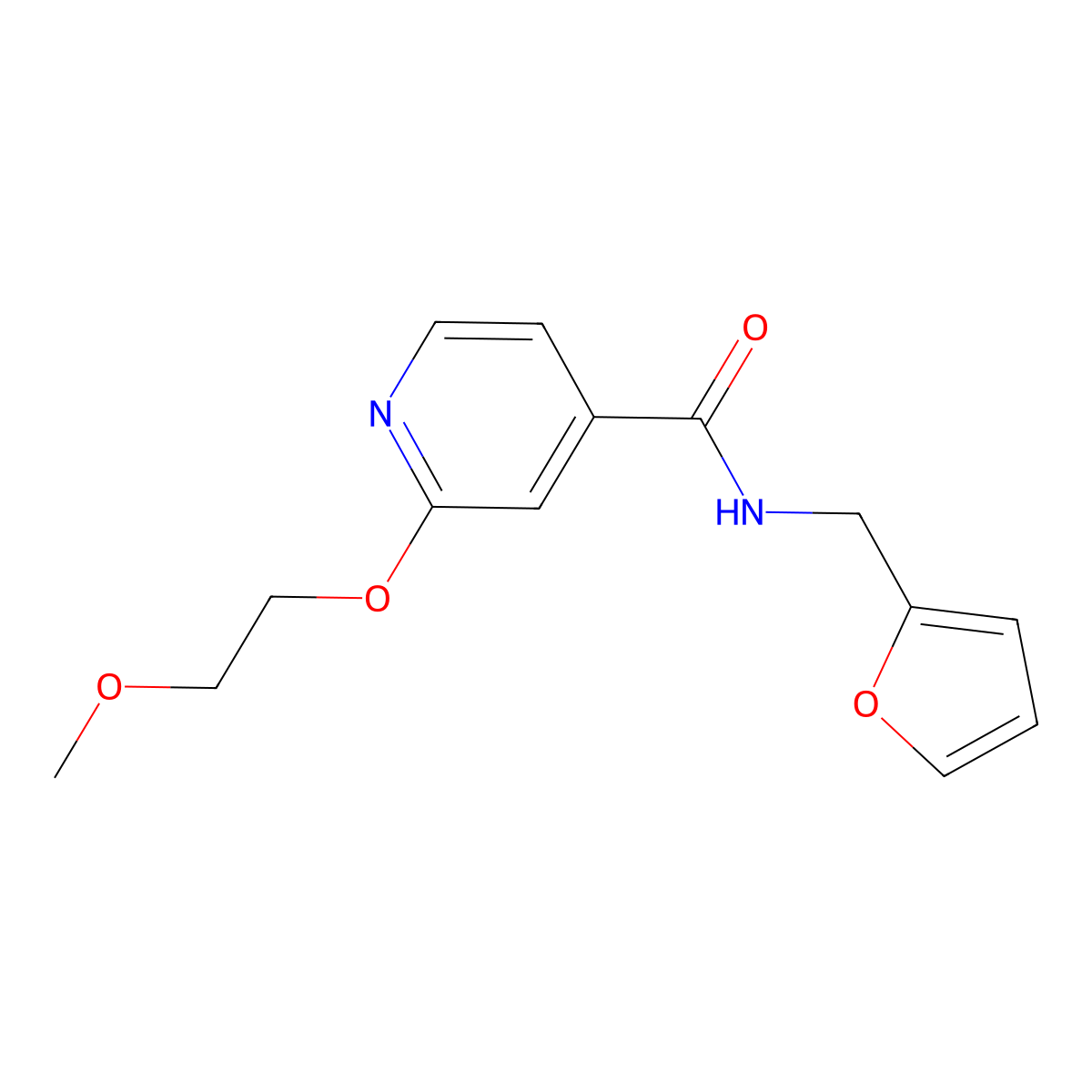 N-(furan-2-ylmethyl)-2-(2-methoxyethoxy)isonicotinamide molecular structure, CAS 2034389-01-8