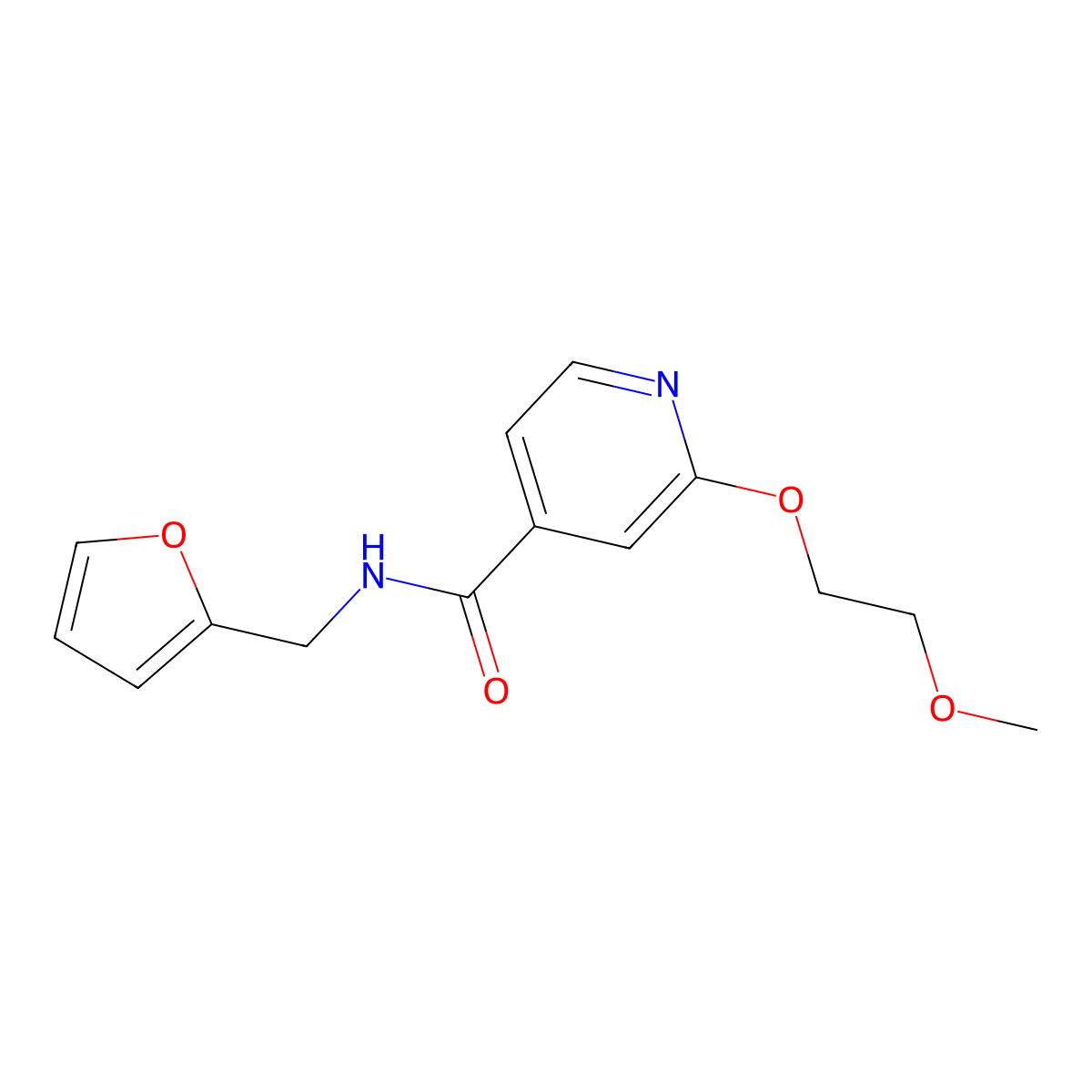 N-(furan-2-ylmethyl)-2-(2-methoxyethoxy)isonicotinamide molecular structure, CAS 2034389-01-8