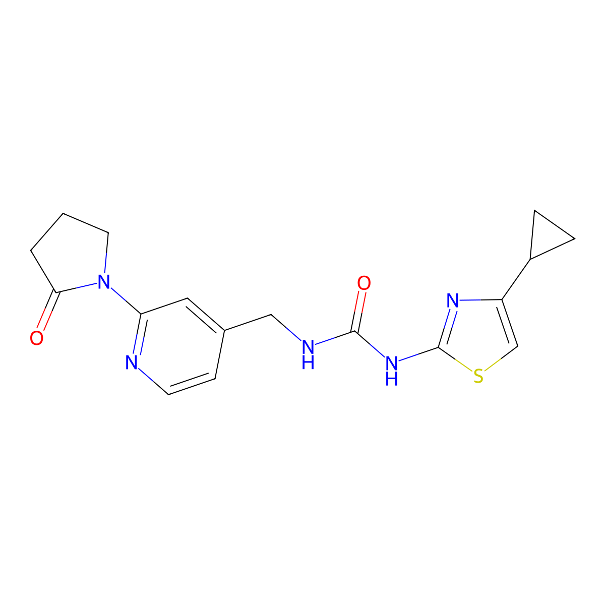 1-(4-Cyclopropylthiazol-2-yl)-3-((2-(2-oxopyrrolidin-1-yl)pyridin-4-yl)methyl)urea molecular structure, CAS 2034389-02-9