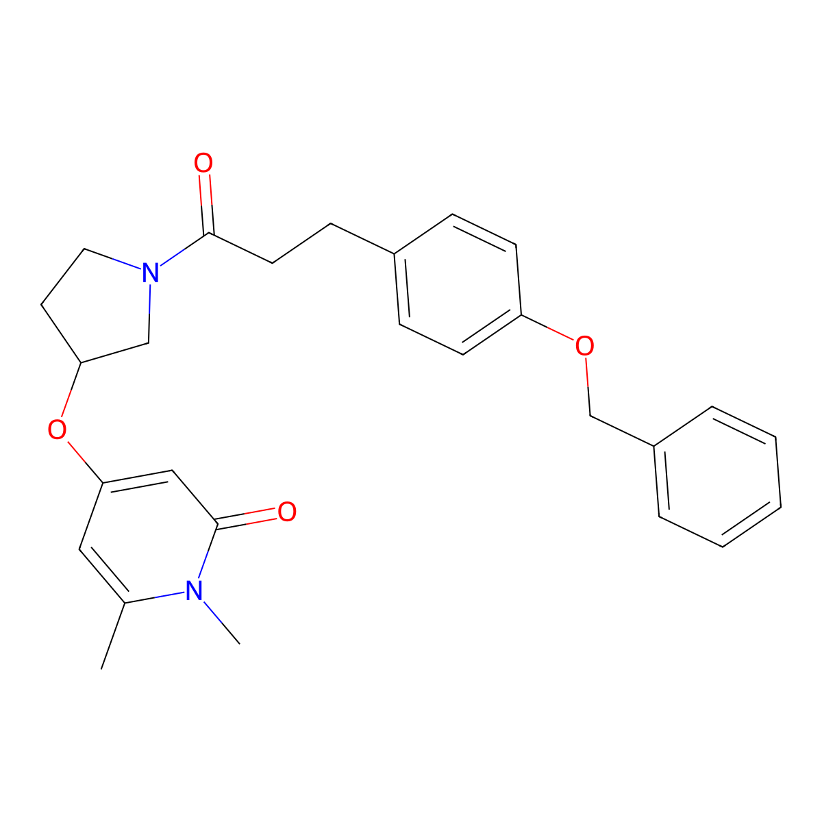 4-((1-(3-(4-(benzyloxy)phenyl)propanoyl)pyrrolidin-3-yl)oxy)-1,6-dimethylpyridin-2(1H)-one molecular structure, CAS 2034389-08-5