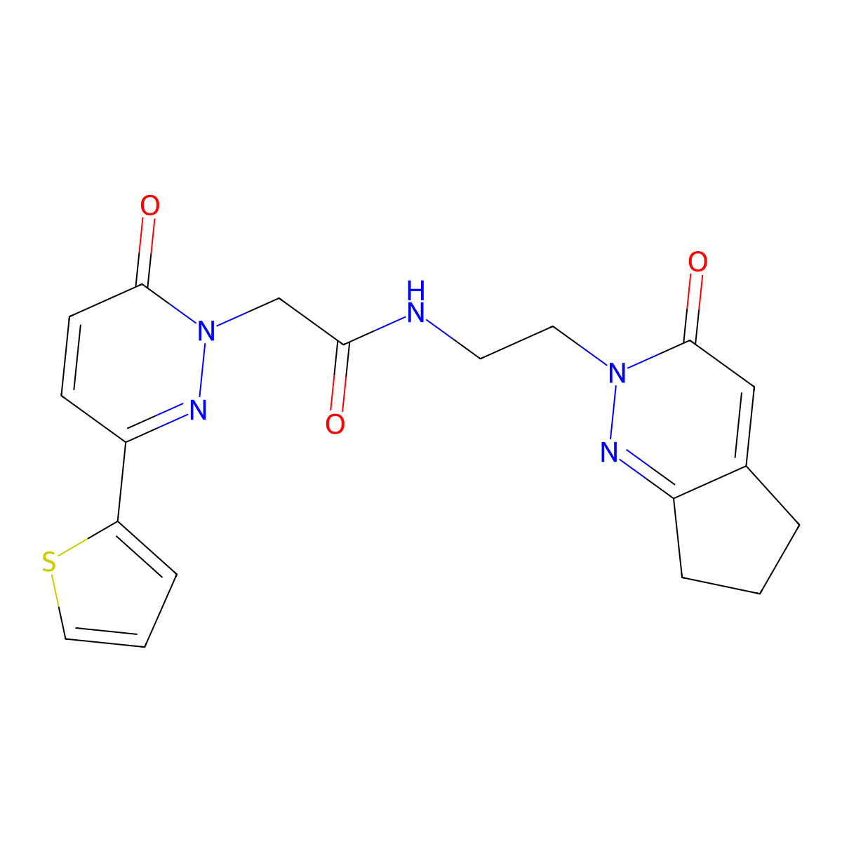 N-(2-{3-oxo-2H,3H,5H,6H,7H-cyclopenta[c]pyridazin-2-yl}ethyl)-2-[6-oxo-3-(thiophen-2-yl)-1,6-dihydropyridazin-1-yl]acetamide molecular structure, CAS 2034389-11-0