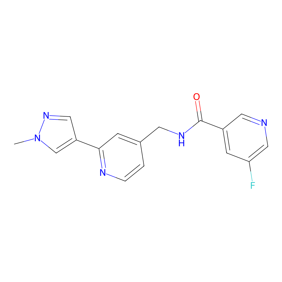 5-fluoro-N-{[2-(1-methyl-1H-pyrazol-4-yl)pyridin-4-yl]methyl}pyridine-3-carboxamide molecular structure, CAS 2034389-14-3