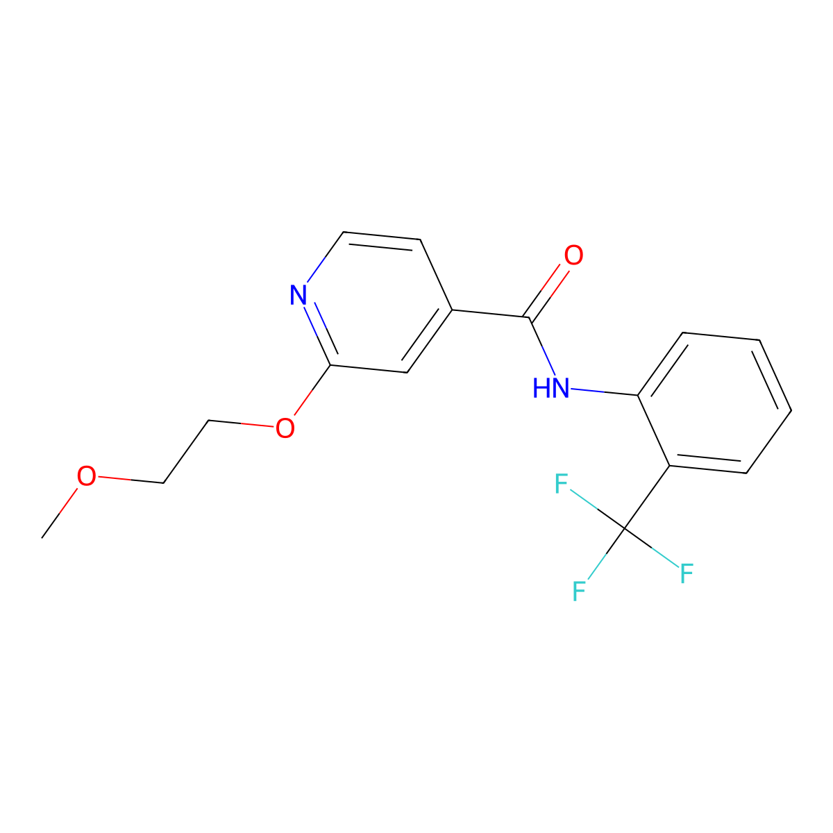 2-(2-methoxyethoxy)-N-(2-(trifluoromethyl)phenyl)isonicotinamide molecular structure, CAS 2034389-18-7