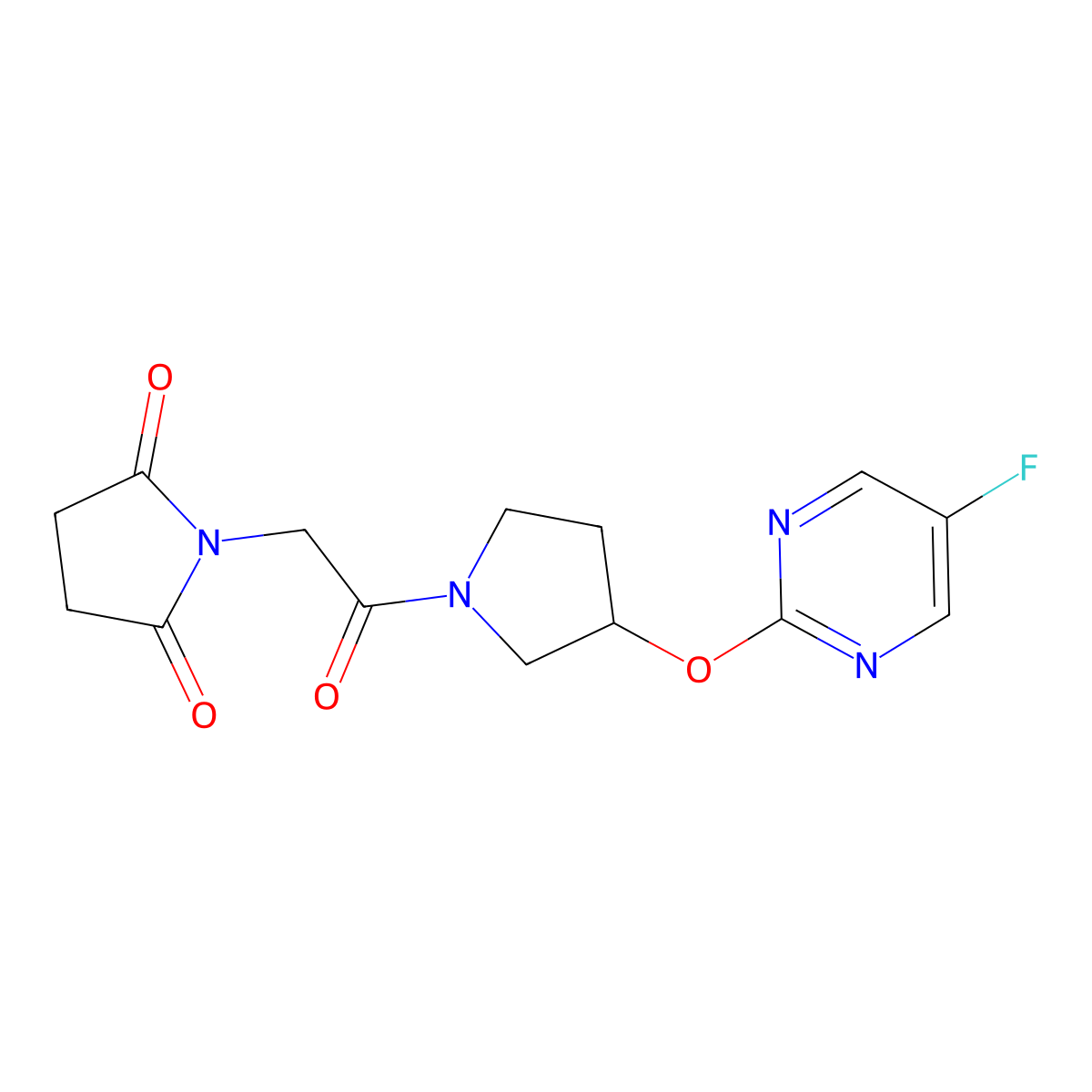 1-(2-(3-((5-Fluoropyrimidin-2-yl)oxy)pyrrolidin-1-yl)-2-oxoethyl)pyrrolidine-2,5-dione molecular structure, CAS 2034389-23-4