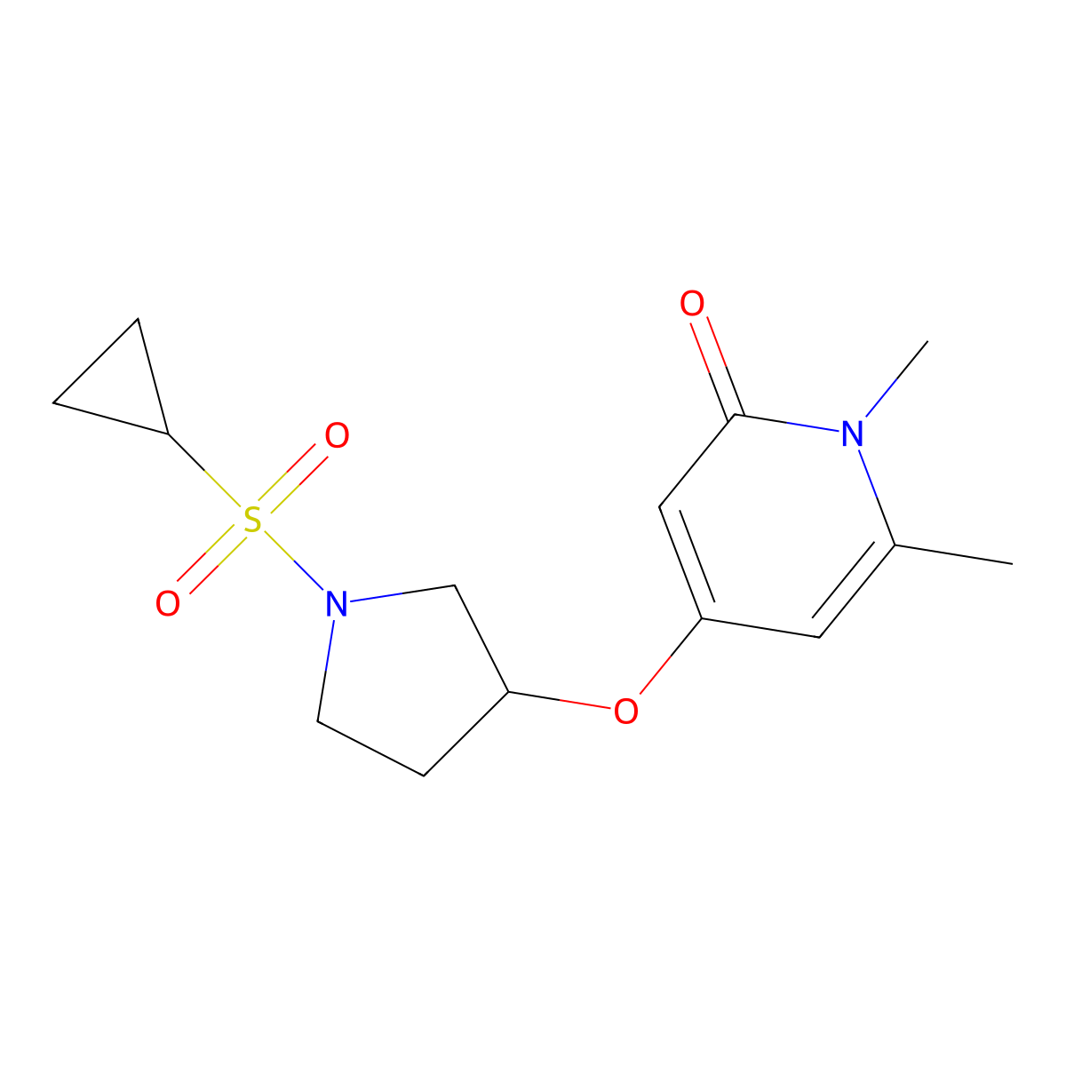 4-((1-(cyclopropylsulfonyl)pyrrolidin-3-yl)oxy)-1,6-dimethylpyridin-2(1H)-one molecular structure, CAS 2034389-25-6