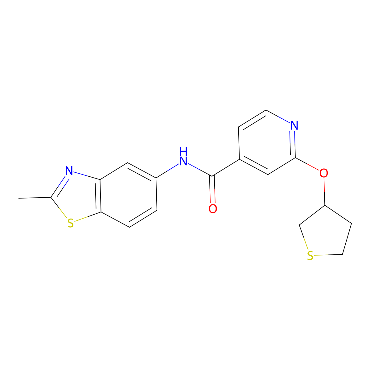 N-(2-methylbenzo[d]thiazol-5-yl)-2-((tetrahydrothiophen-3-yl)oxy)isonicotinamide molecular structure, CAS 2034389-27-8