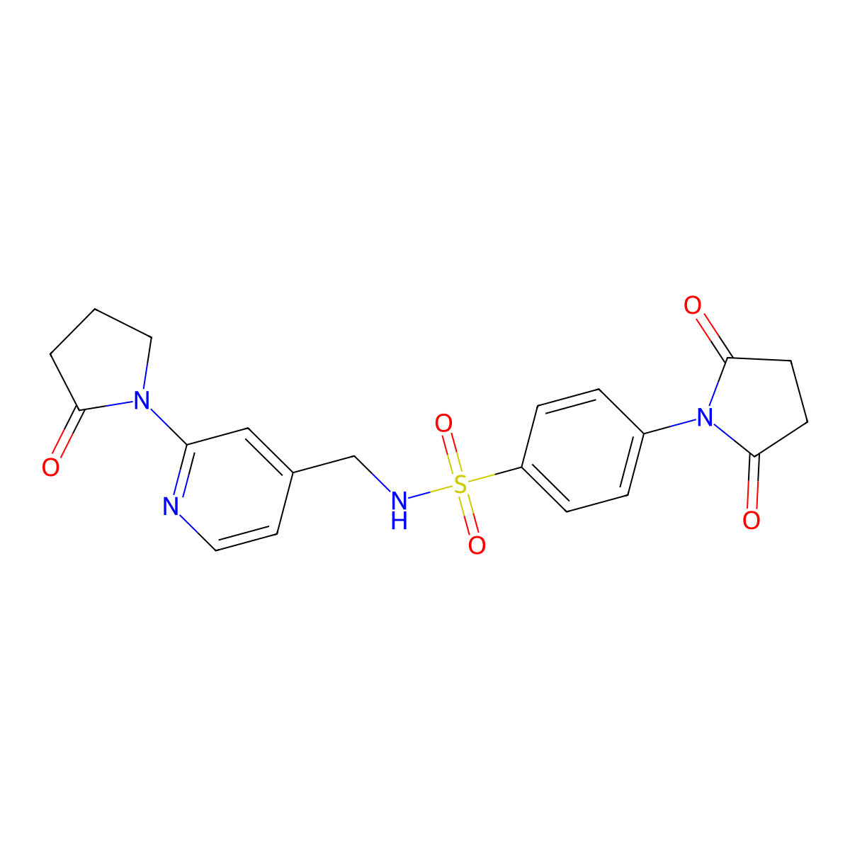 4-(2,5-dioxopyrrolidin-1-yl)-N-((2-(2-oxopyrrolidin-1-yl)pyridin-4-yl)methyl)benzenesulfonamide molecular structure, CAS 2034389-31-4