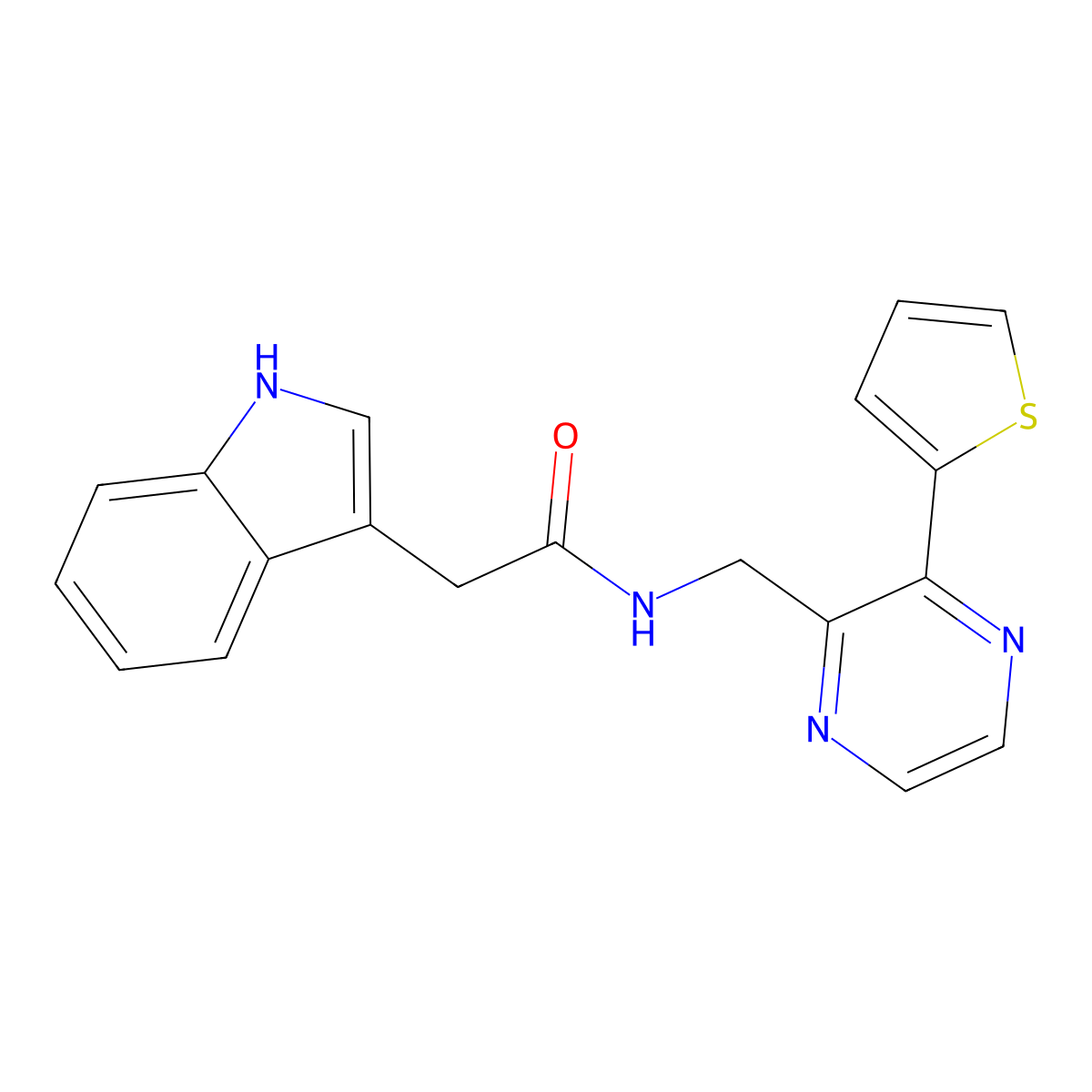 2-(1H-indol-3-yl)-N-((3-(thiophen-2-yl)pyrazin-2-yl)methyl)acetamide molecular structure, CAS 2034389-42-7