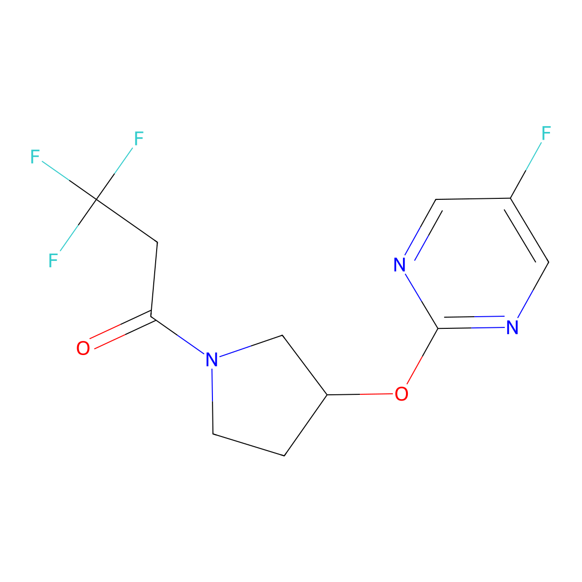 3,3,3-Trifluoro-1-(3-((5-fluoropyrimidin-2-yl)oxy)pyrrolidin-1-yl)propan-1-one molecular structure, CAS 2034389-48-3