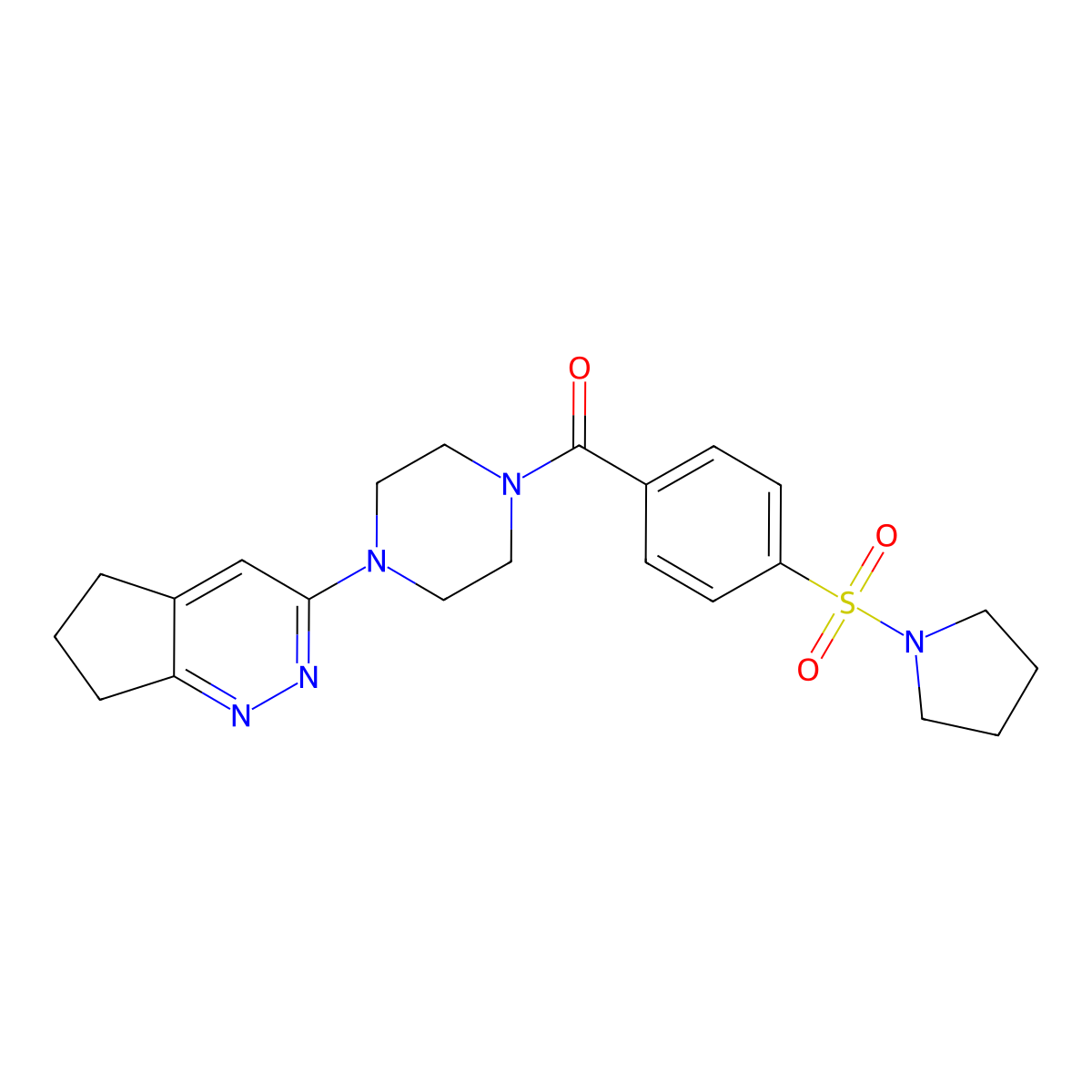 (4-(6,7-dihydro-5H-cyclopenta[c]pyridazin-3-yl)piperazin-1-yl)(4-(pyrrolidin-1-ylsulfonyl)phenyl)methanone molecular structure, CAS 2034389-55-2