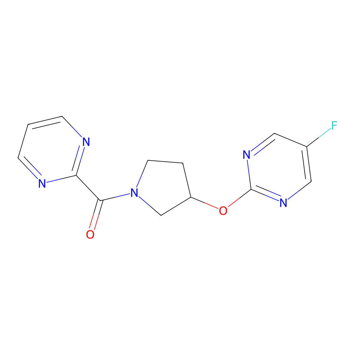 (3-((5-Fluoropyrimidin-2-yl)oxy)pyrrolidin-1-yl)(pyrimidin-2-yl)methanone molecular structure, CAS 2034389-57-4