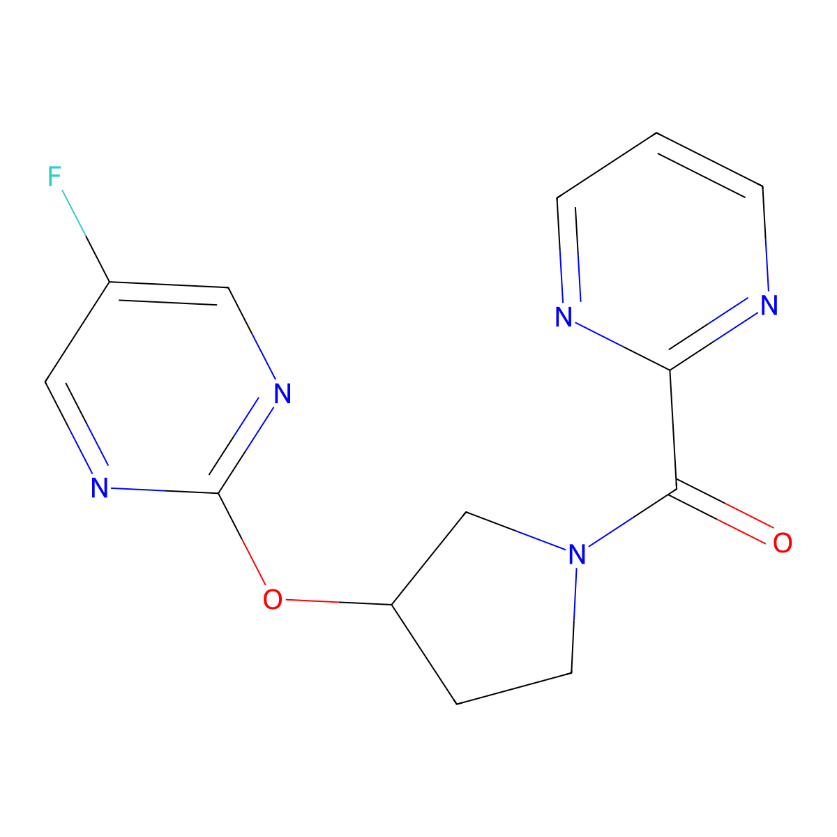 (3-((5-Fluoropyrimidin-2-yl)oxy)pyrrolidin-1-yl)(pyrimidin-2-yl)methanone molecular structure, CAS 2034389-57-4