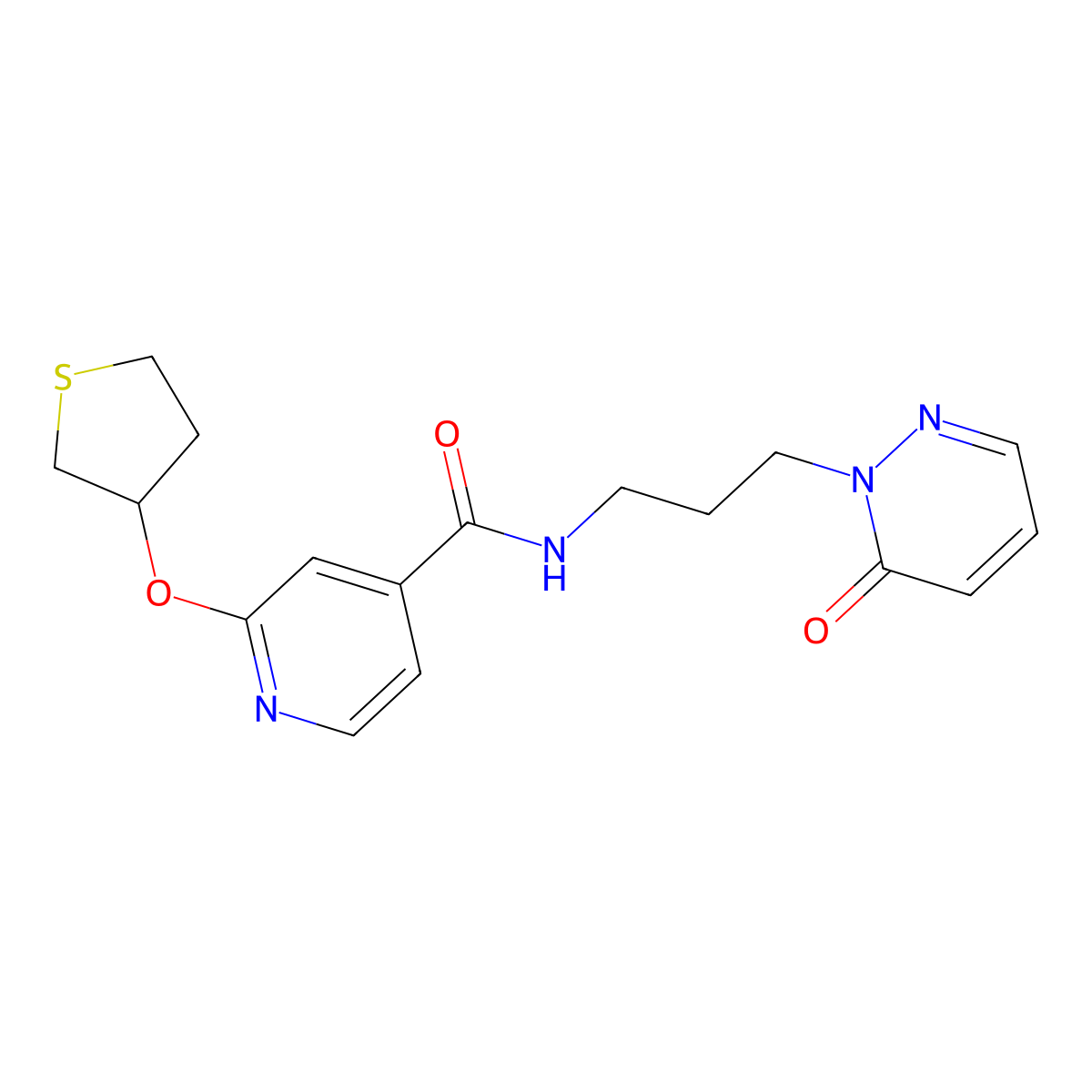 N-(3-(6-oxopyridazin-1(6H)-yl)propyl)-2-((tetrahydrothiophen-3-yl)oxy)isonicotinamide molecular structure, CAS 2034389-59-6