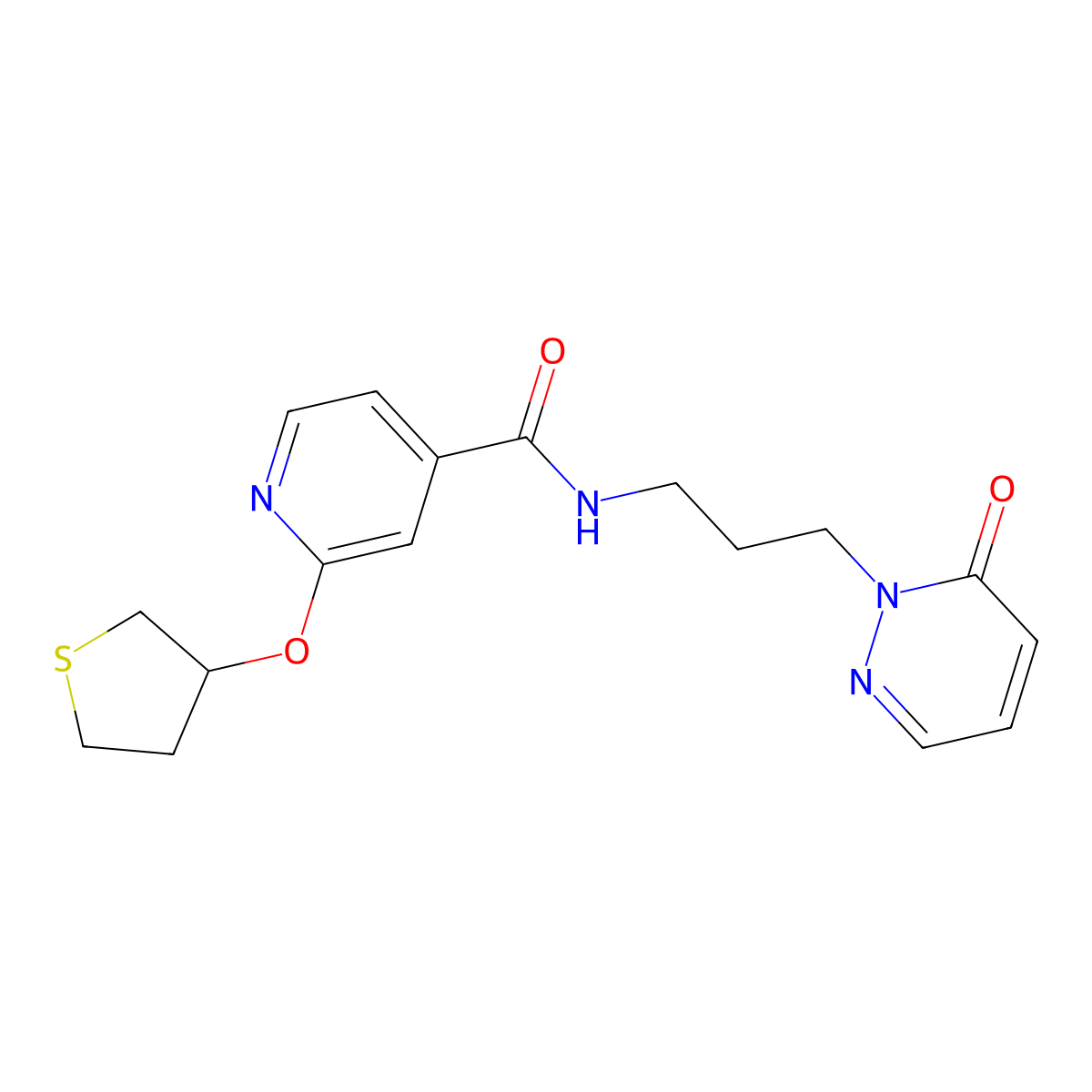 N-(3-(6-oxopyridazin-1(6H)-yl)propyl)-2-((tetrahydrothiophen-3-yl)oxy)isonicotinamide molecular structure, CAS 2034389-59-6
