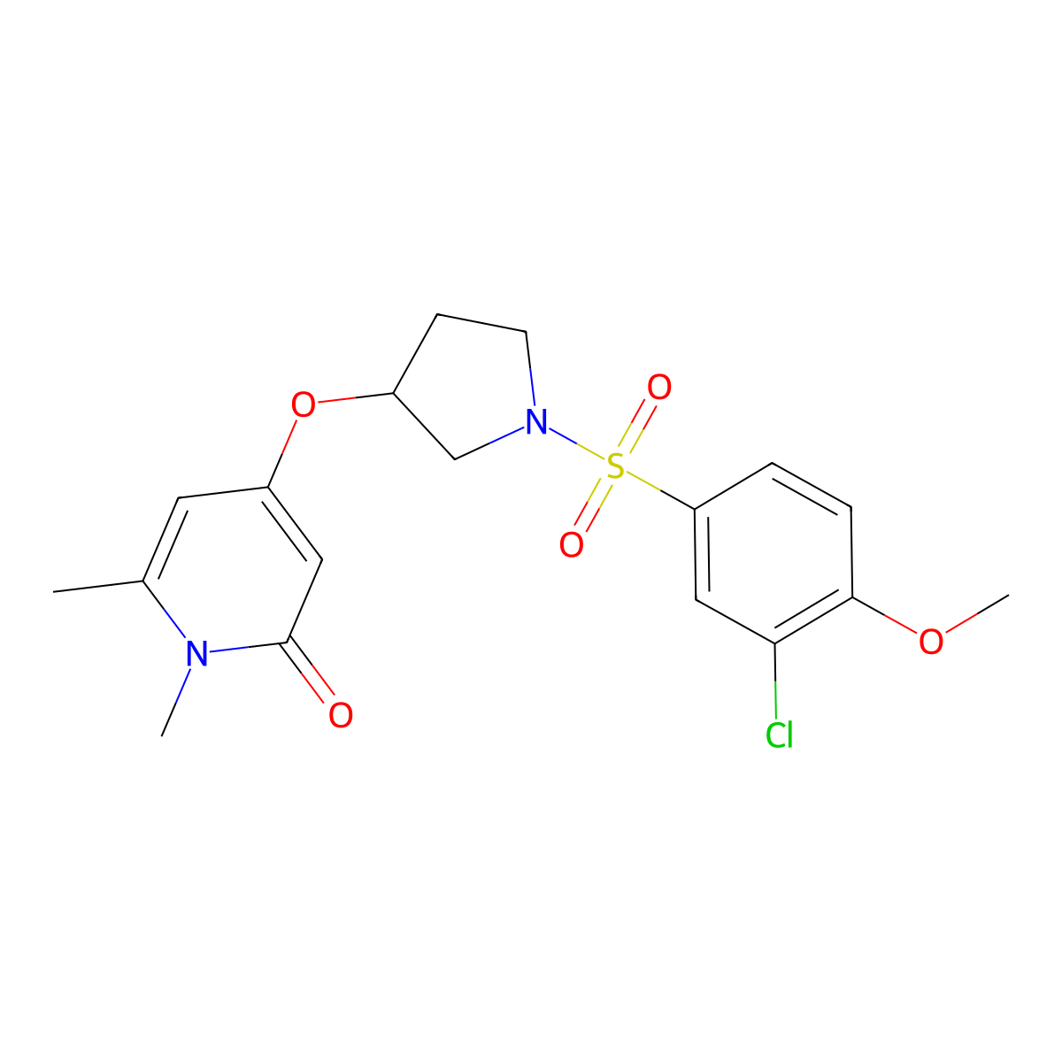 4-((1-((3-chloro-4-methoxyphenyl)sulfonyl)pyrrolidin-3-yl)oxy)-1,6-dimethylpyridin-2(1H)-one molecular structure, CAS 2034389-67-6
