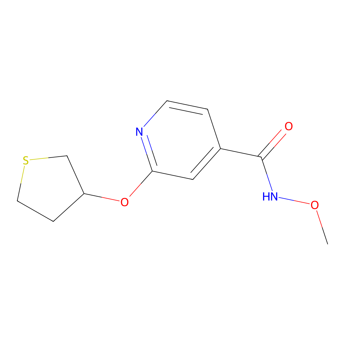 N-methoxy-2-((tetrahydrothiophen-3-yl)oxy)isonicotinamide molecular structure, CAS 2034389-68-7