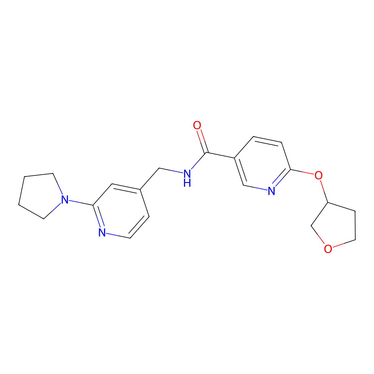 N-((2-(pyrrolidin-1-yl)pyridin-4-yl)methyl)-6-((tetrahydrofuran-3-yl)oxy)nicotinamide molecular structure, CAS 2034389-71-2