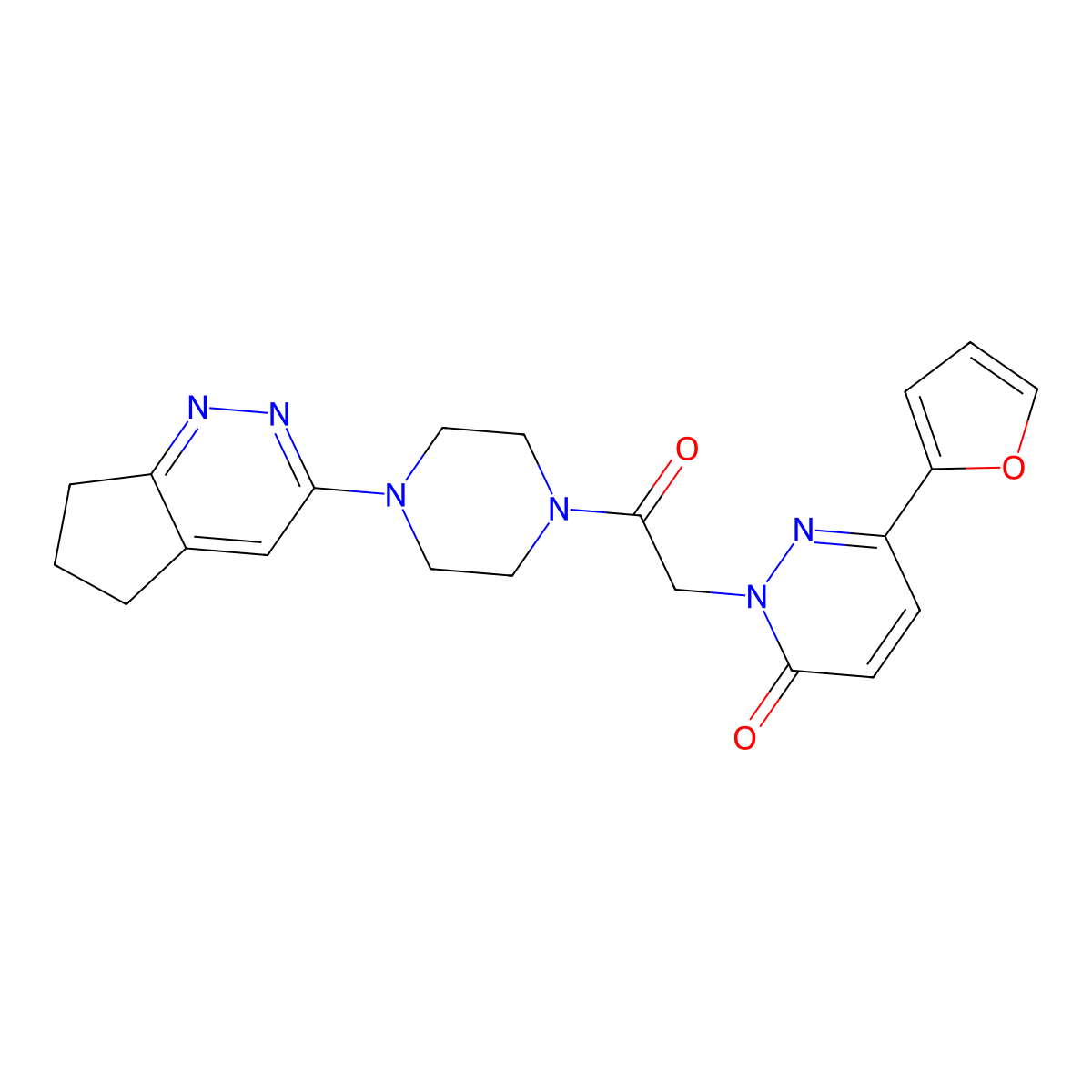 2-(2-(4-(6,7-dihydro-5H-cyclopenta[c]pyridazin-3-yl)piperazin-1-yl)-2-oxoethyl)-6-(furan-2-yl)pyridazin-3(2H)-one molecular structure, CAS 2034389-74-5