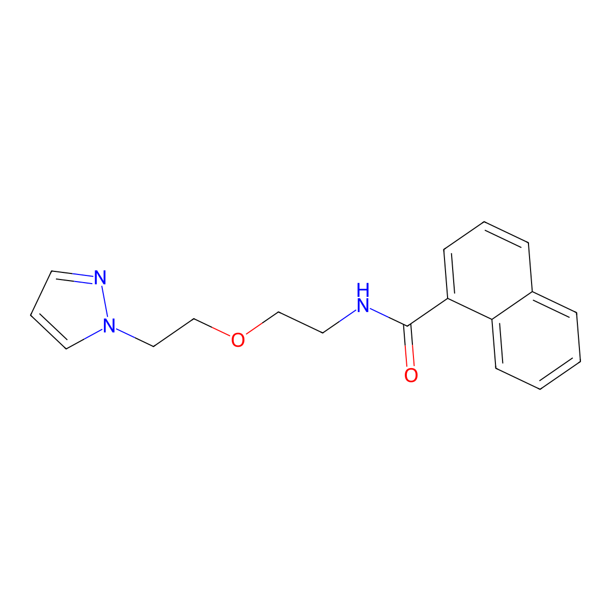 N-(2-(2-(1H-pyrazol-1-yl)ethoxy)ethyl)-1-naphthamide molecular structure, CAS 2034389-75-6