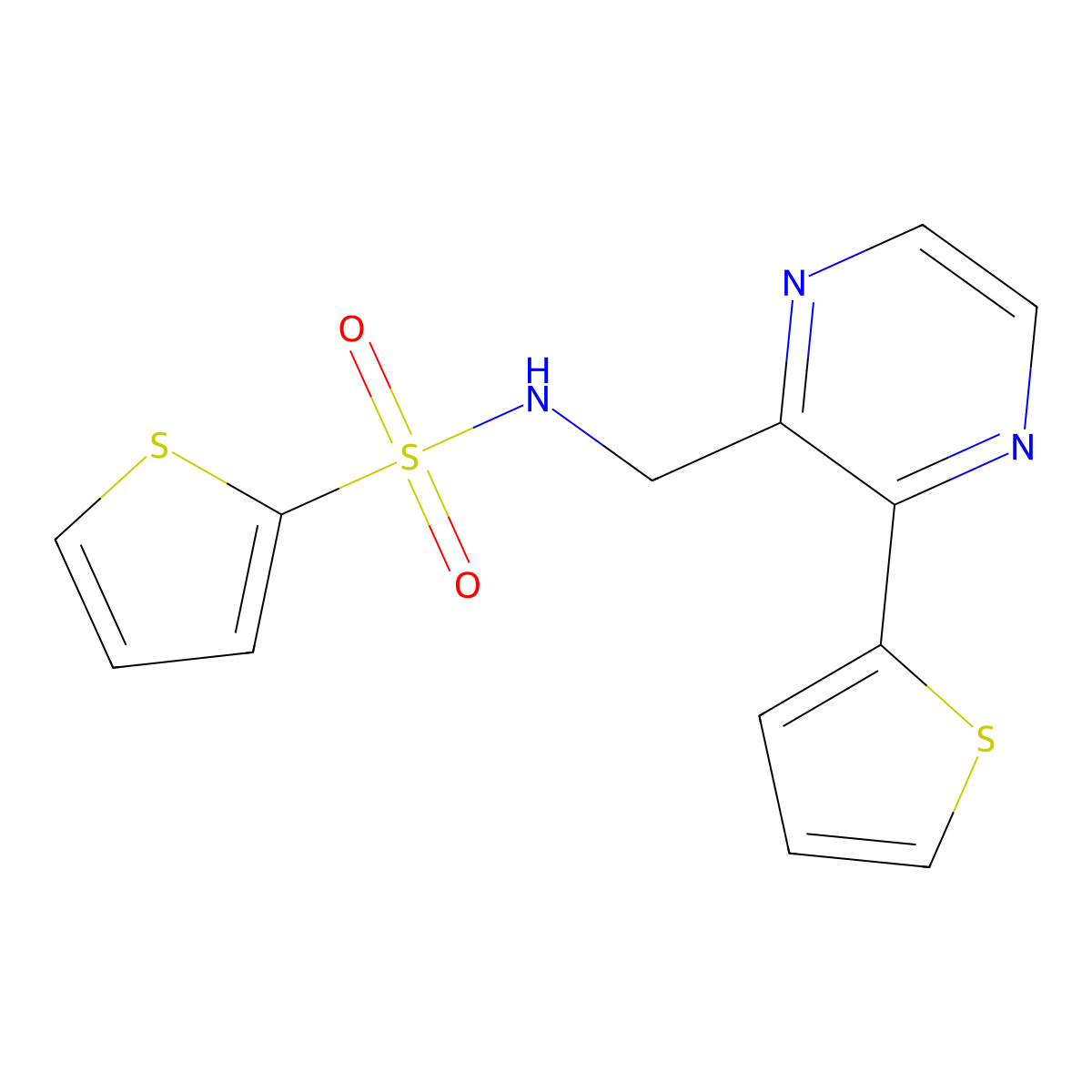 N-{[3-(thiophen-2-yl)pyrazin-2-yl]methyl}thiophene-2-sulfonamide molecular structure, CAS 2034389-78-9