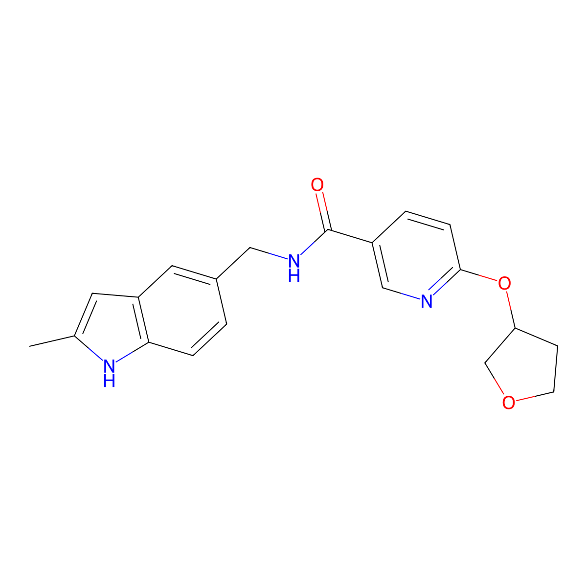 N-((2-methyl-1H-indol-5-yl)methyl)-6-((tetrahydrofuran-3-yl)oxy)nicotinamide molecular structure, CAS 2034389-79-0