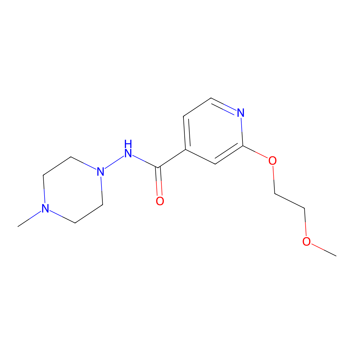 2-(2-methoxyethoxy)-N-(4-methylpiperazin-1-yl)isonicotinamide molecular structure, CAS 2034389-80-3