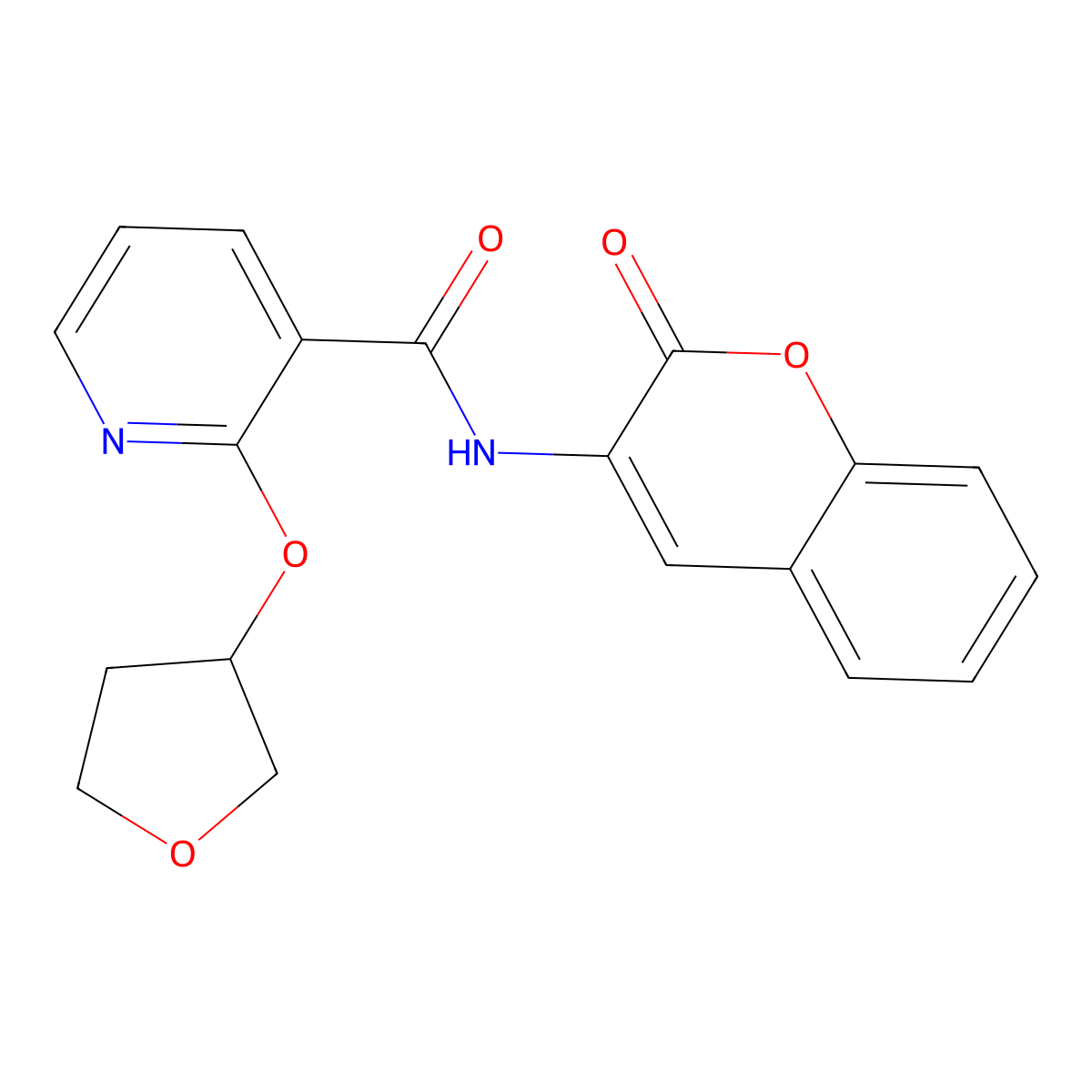 N-(2-oxo-2H-chromen-3-yl)-2-((tetrahydrofuran-3-yl)oxy)nicotinamide molecular structure, CAS 2034389-89-2