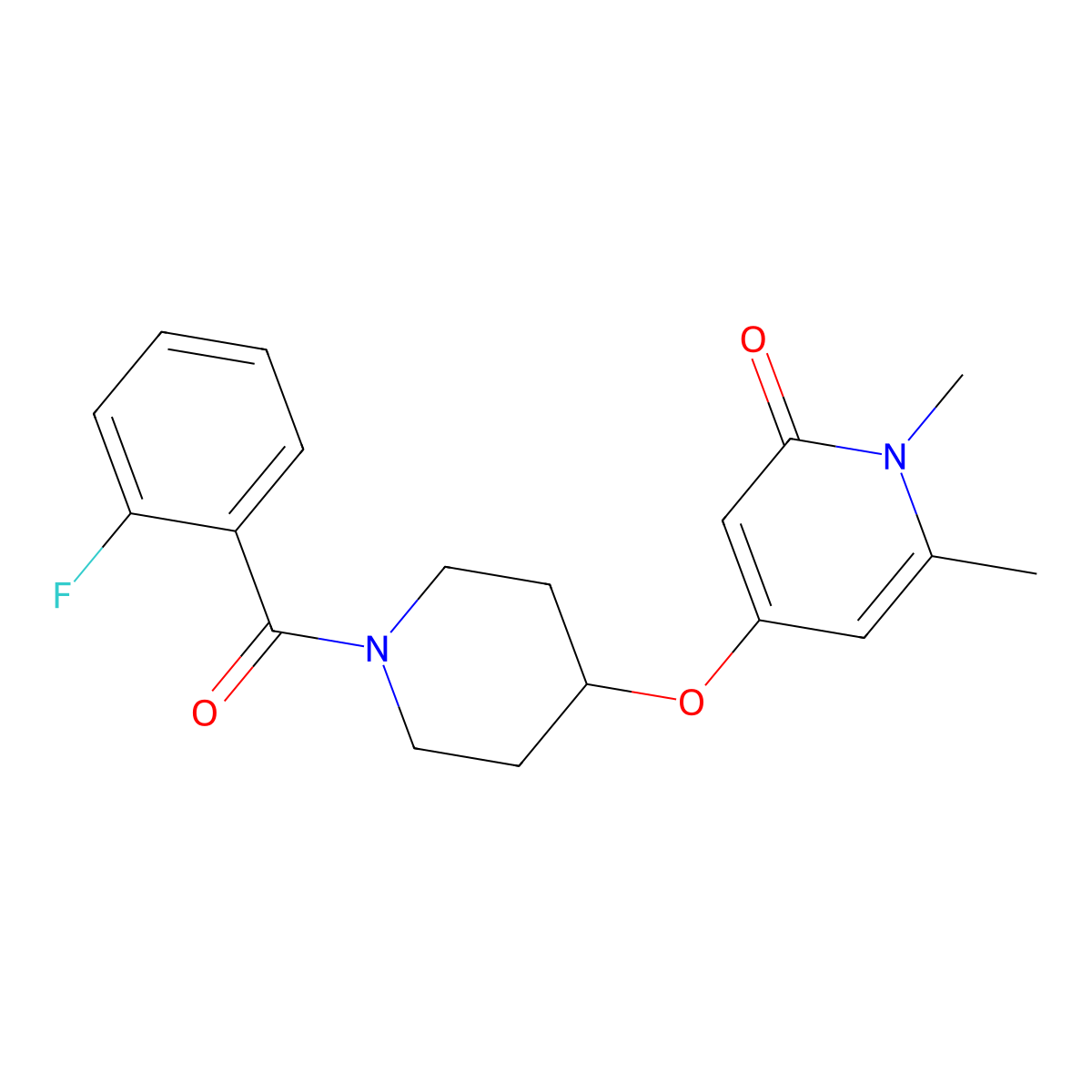 4-((1-(2-fluorobenzoyl)piperidin-4-yl)oxy)-1,6-dimethylpyridin-2(1H)-one molecular structure, CAS 2034389-97-2