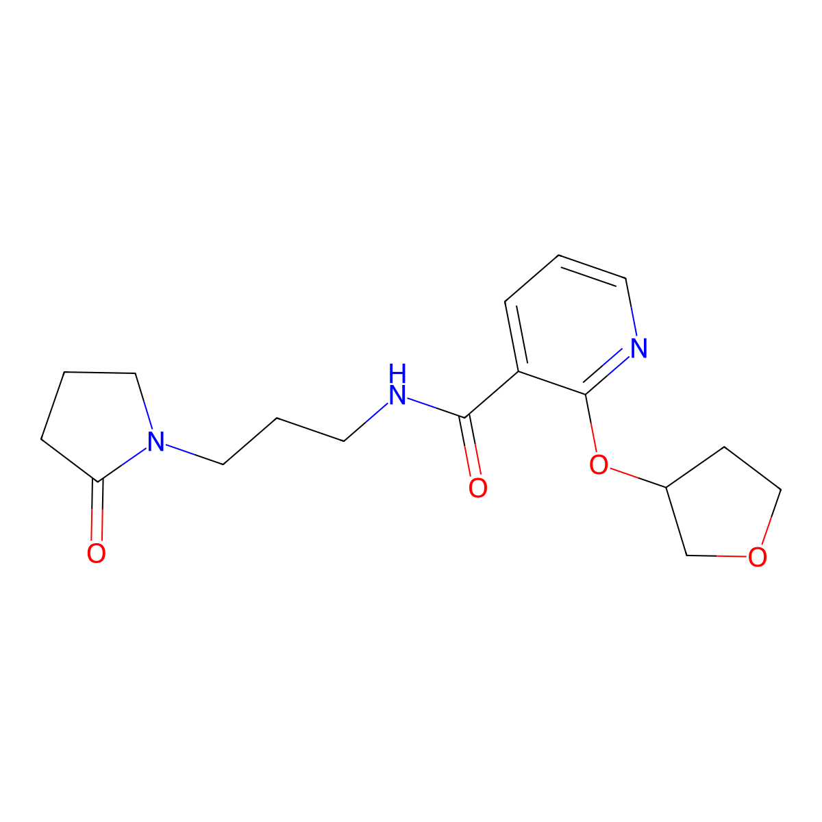 N-(3-(2-oxopyrrolidin-1-yl)propyl)-2-((tetrahydrofuran-3-yl)oxy)nicotinamide molecular structure, CAS 2034389-98-3