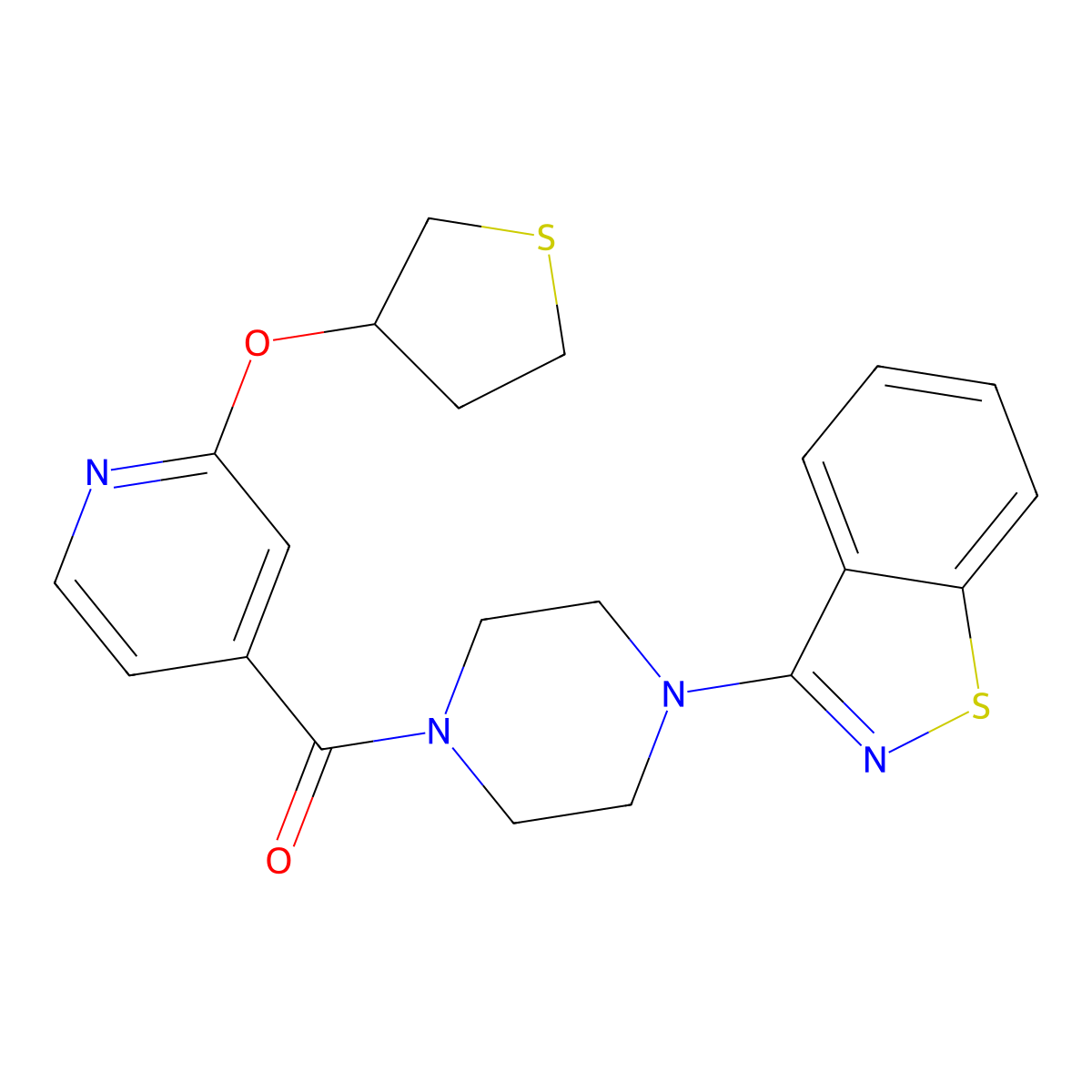 (4-(Benzo[d]isothiazol-3-yl)piperazin-1-yl)(2-((tetrahydrothiophen-3-yl)oxy)pyridin-4-yl)methanone molecular structure, CAS 2034389-99-4